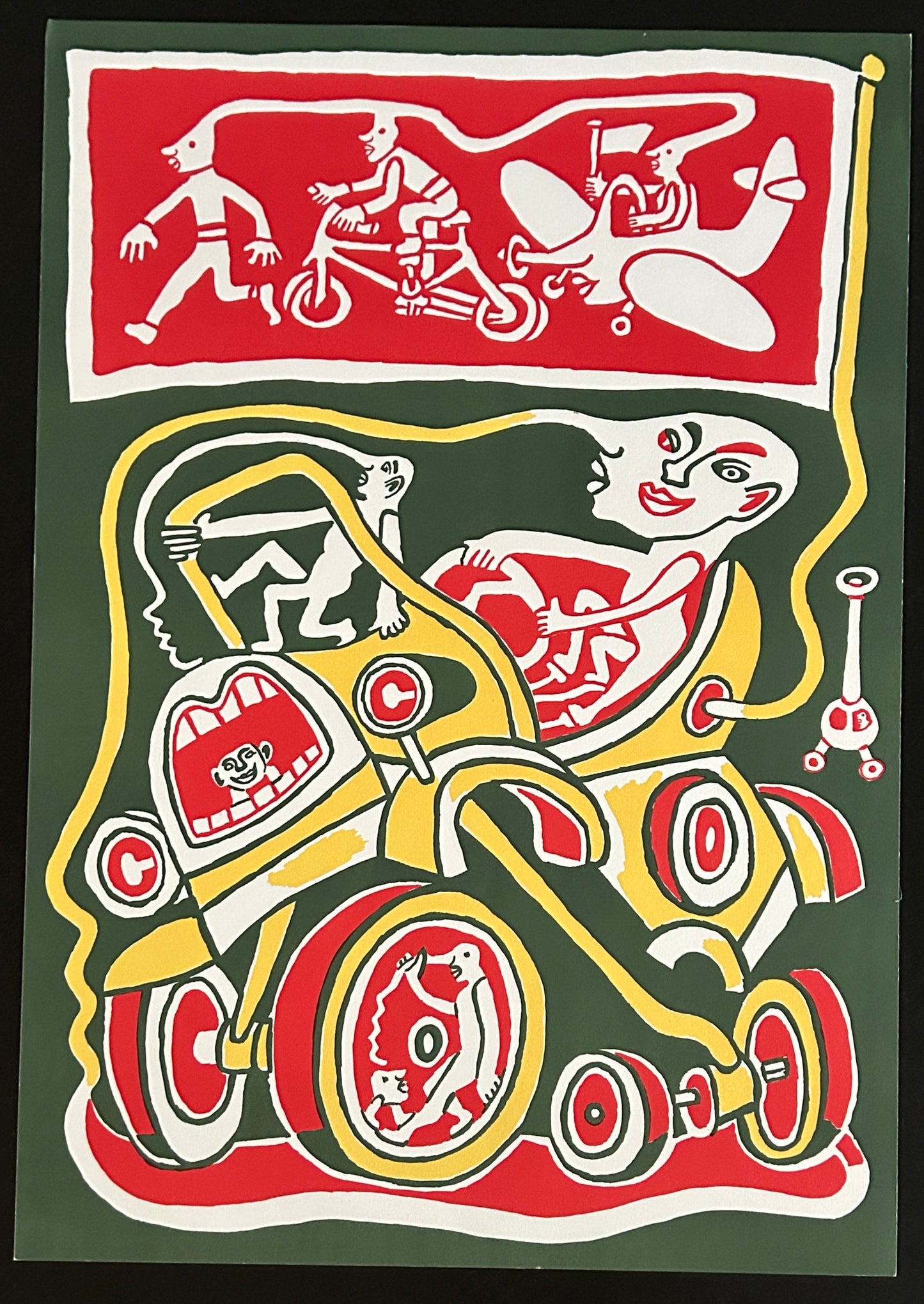 Sérigraphie Yvon Taillandier, tracteur vert, 2000s