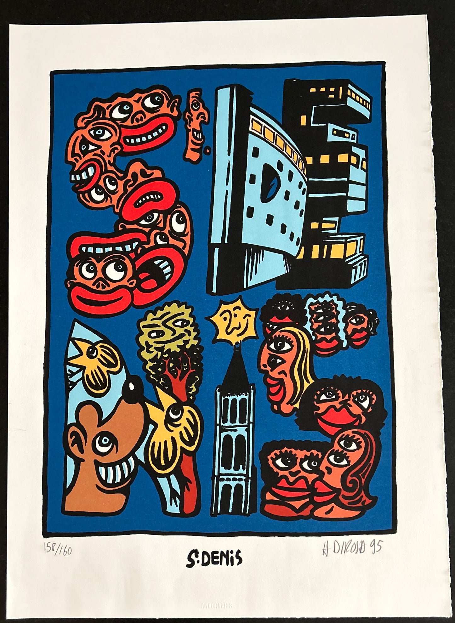 Lithographie "Saint Denis", Hervé di Rosa, 90s