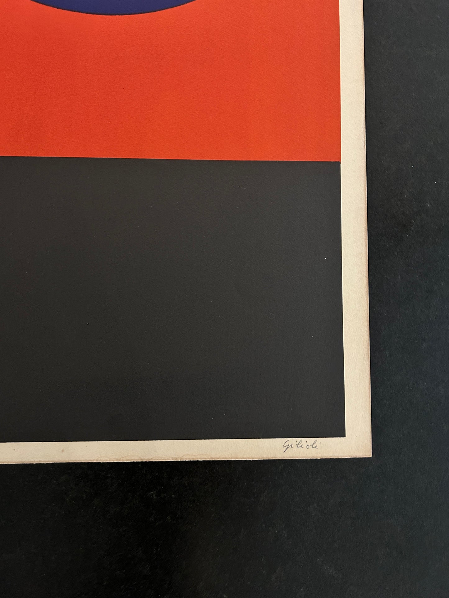 Lithographie GILIOLI, "Composition" rond bleu, 70s