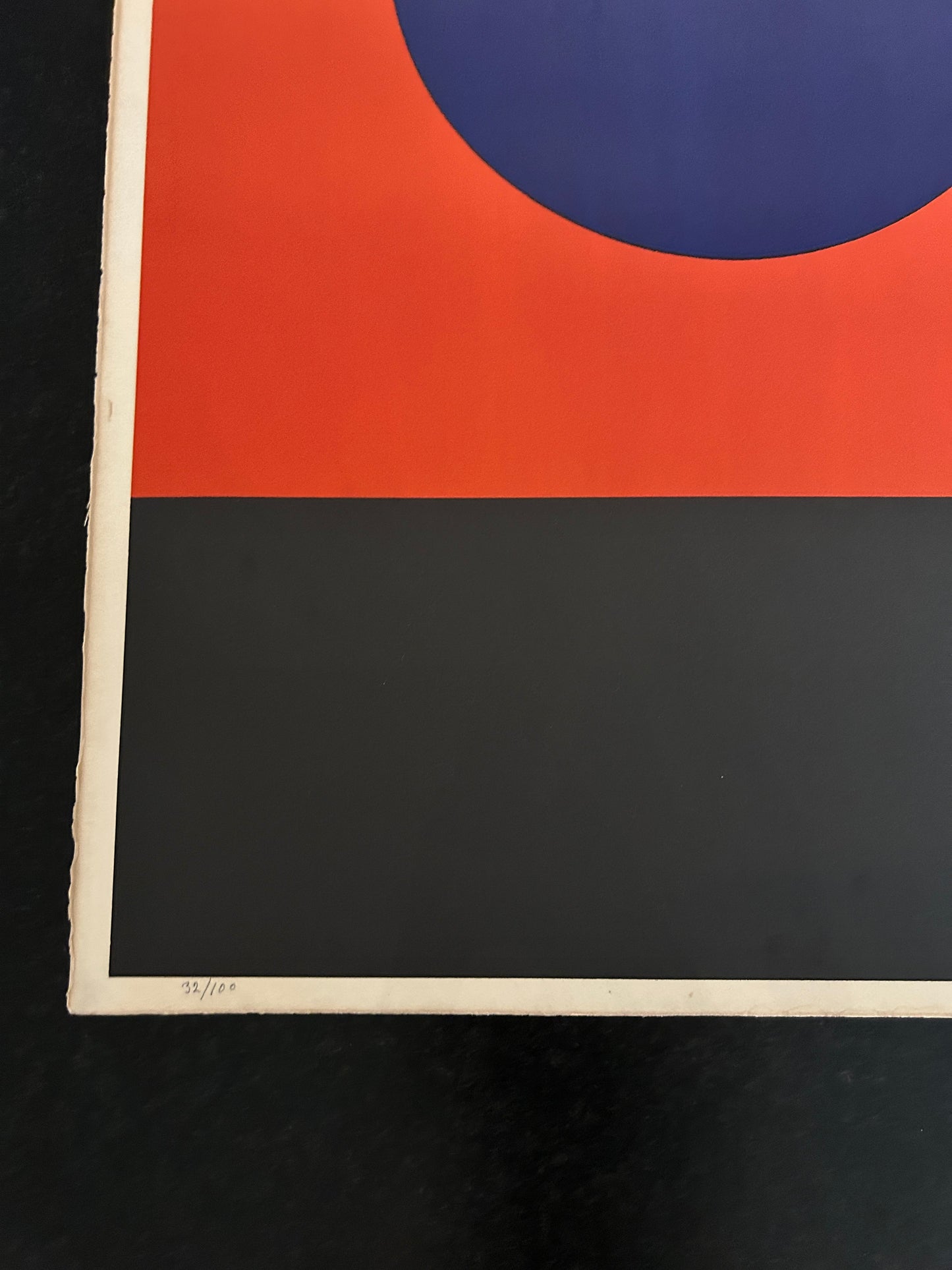 Lithographie GILIOLI, "Composition" rond bleu, 70s