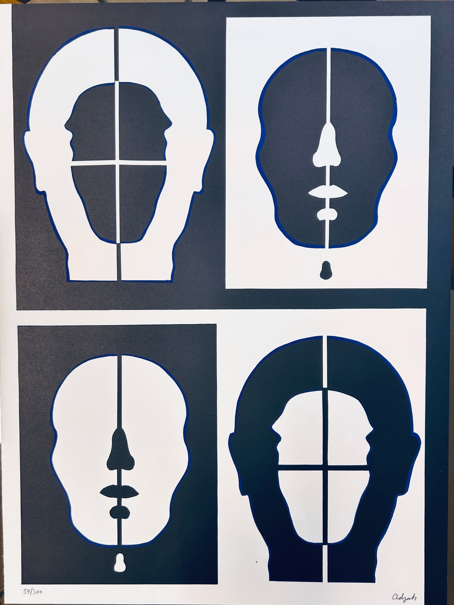 Lithographie "Faces", Roy Adzak, 70s