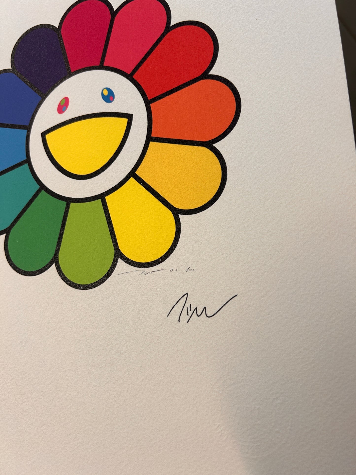 Serigraphie Takashi MURAKAMI, Smile on, Rainbow flower.