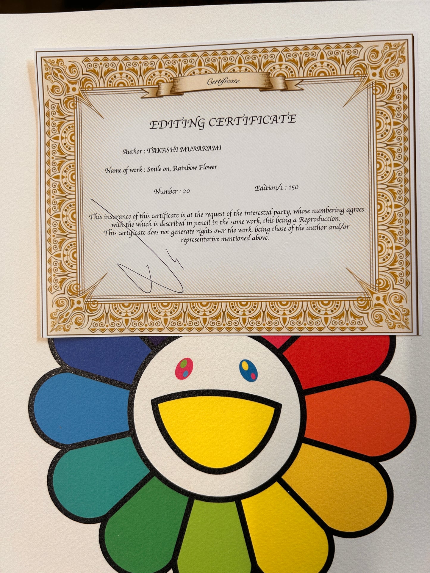 Serigraphie Takashi MURAKAMI, Smile on, Rainbow flower.