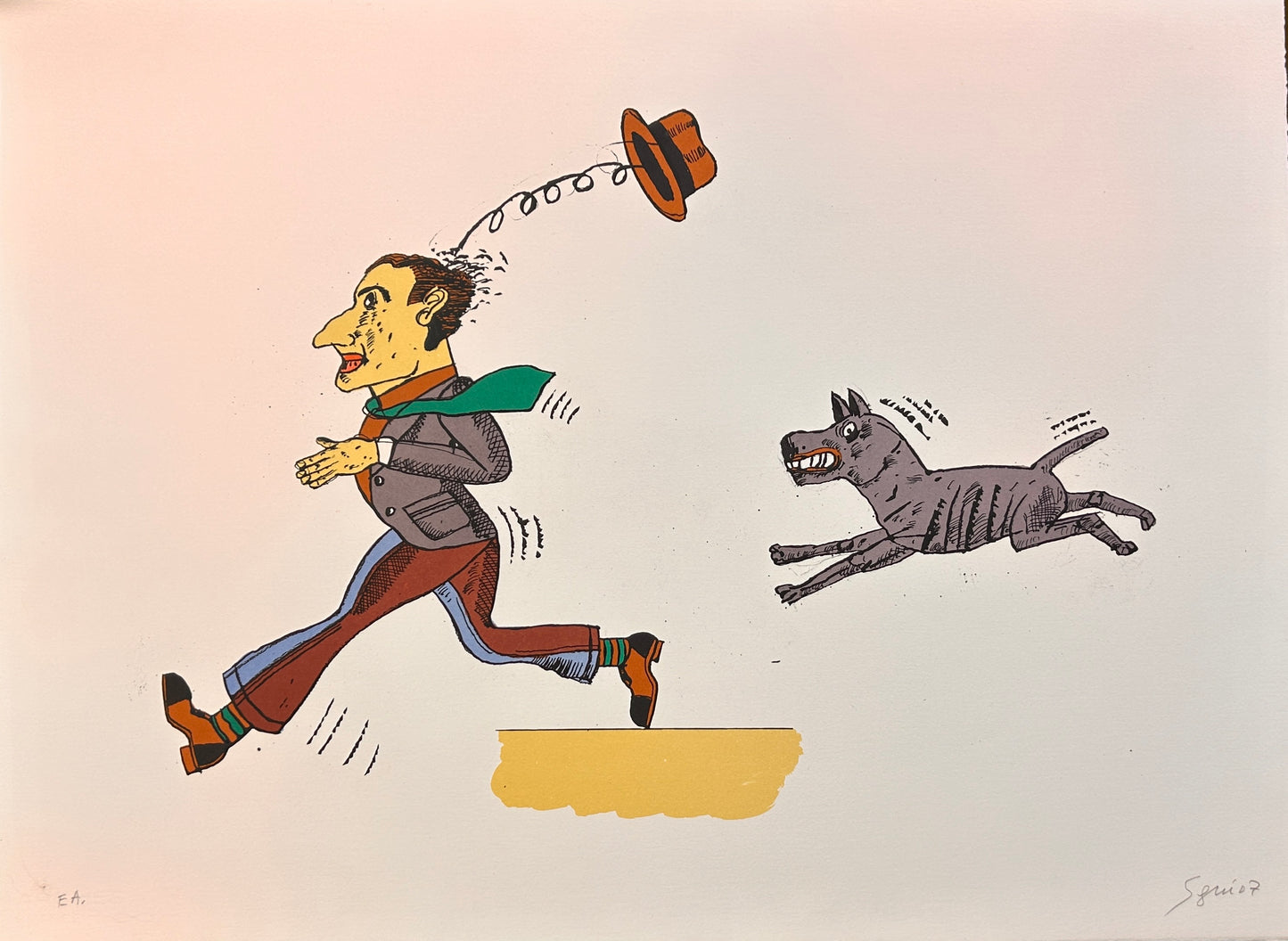 Lithographie "El perro loco", Antonio Seguí, 2007