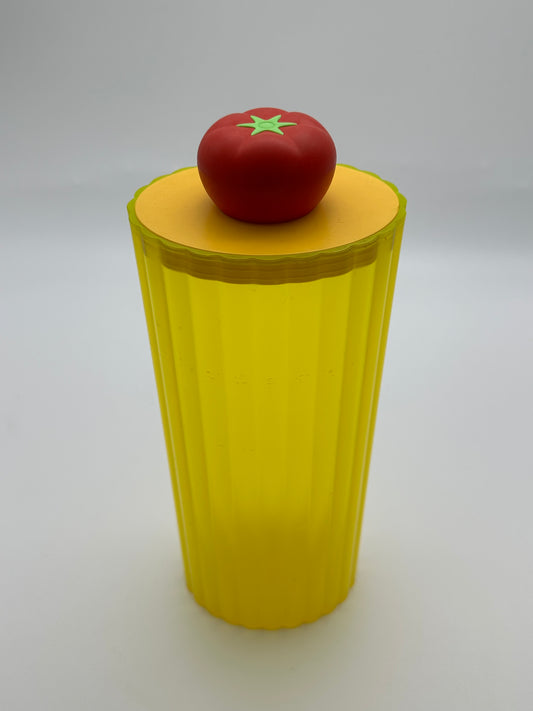Boite à spaghetti "Rigatone" jaune, Stefano Giovannoni, Alessi , 80s