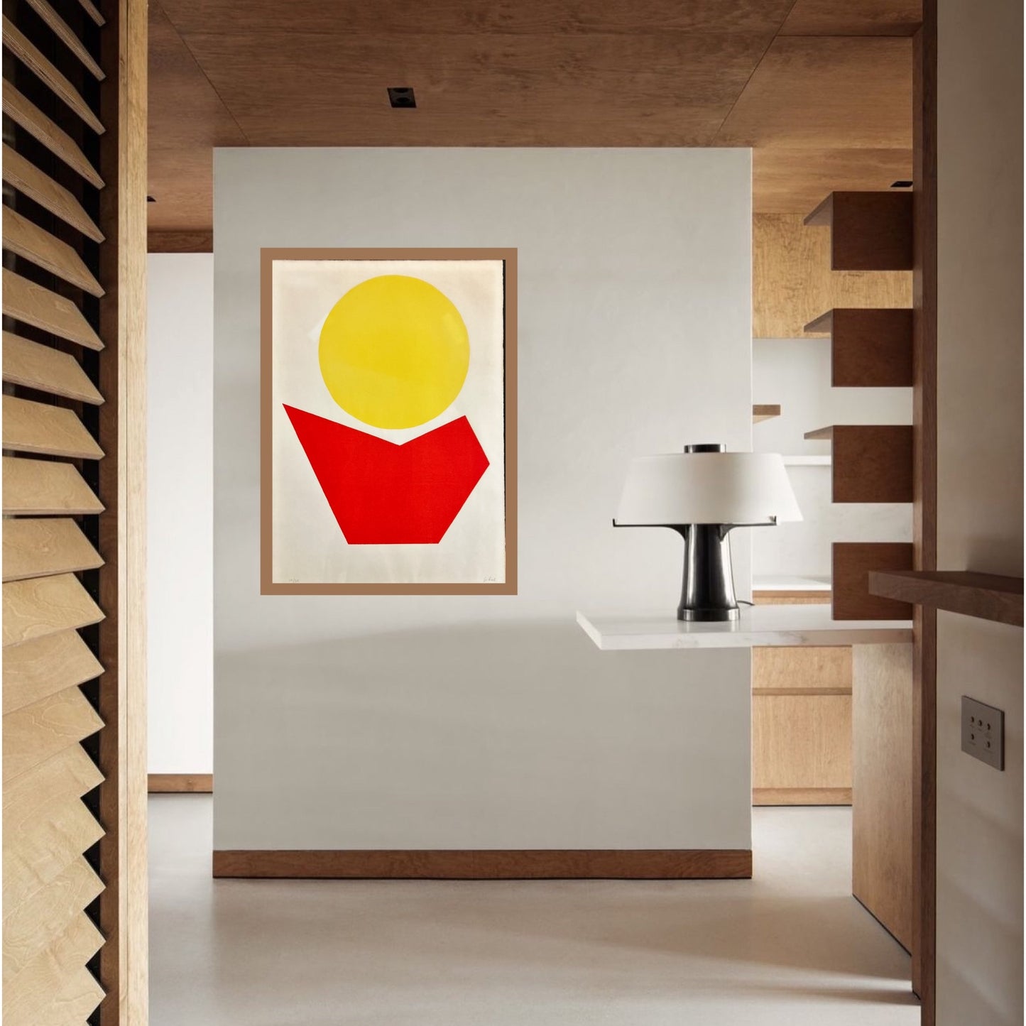 Lithographie Gilioli, rond jaune, Composition, 70s