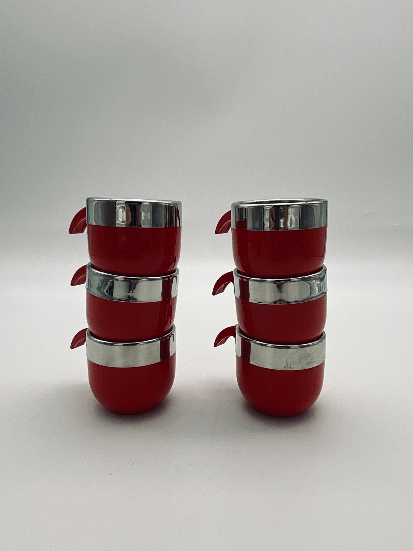 Set de tasses à café Stella rouge, La Metallurgica Lux, Italie, 70s