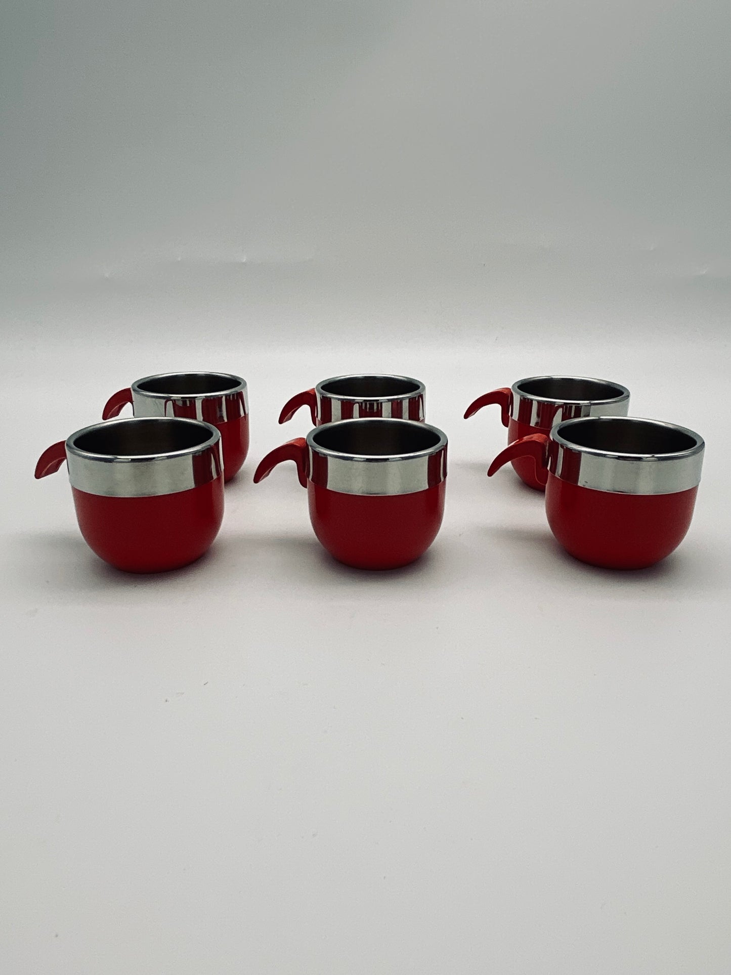 Set de tasses à café Stella rouge, La Metallurgica Lux, Italie, 70s