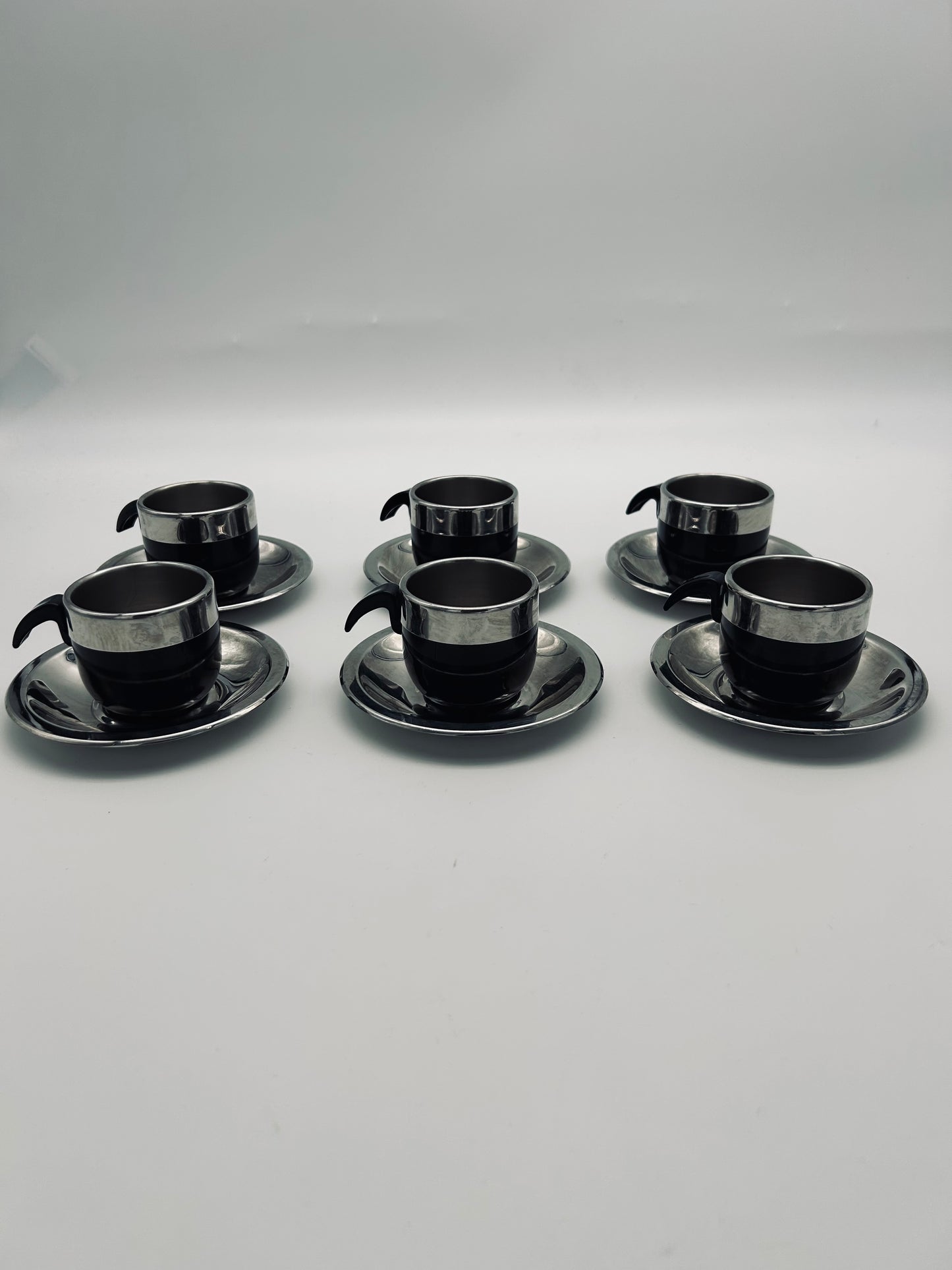 Set de tasses à café Stella noir, La Metallurgica Lux, 70s