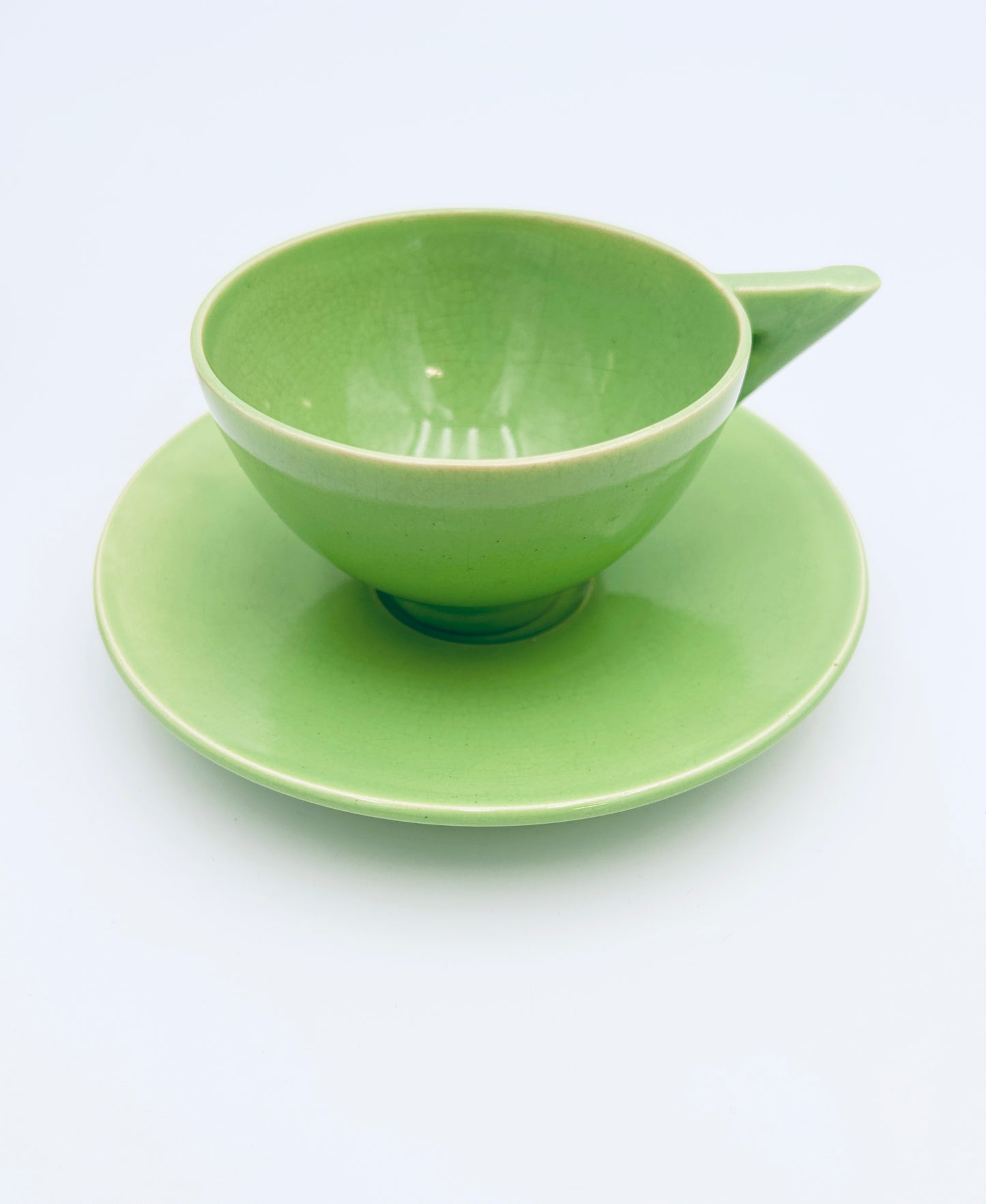 Service à café en céramique émaillée verte, Colette Gueden, Primavera France, 60s