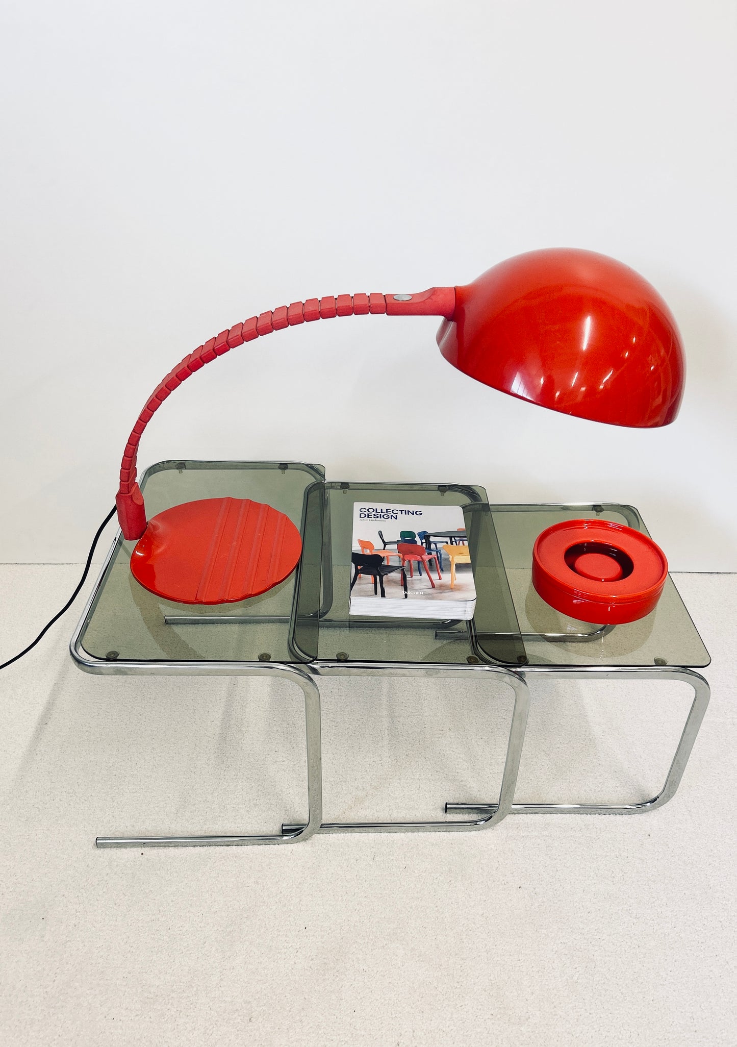 Lampe à poser rouge, Flex Calotta, Elio Martinelli, Martinelli Luce, 70s