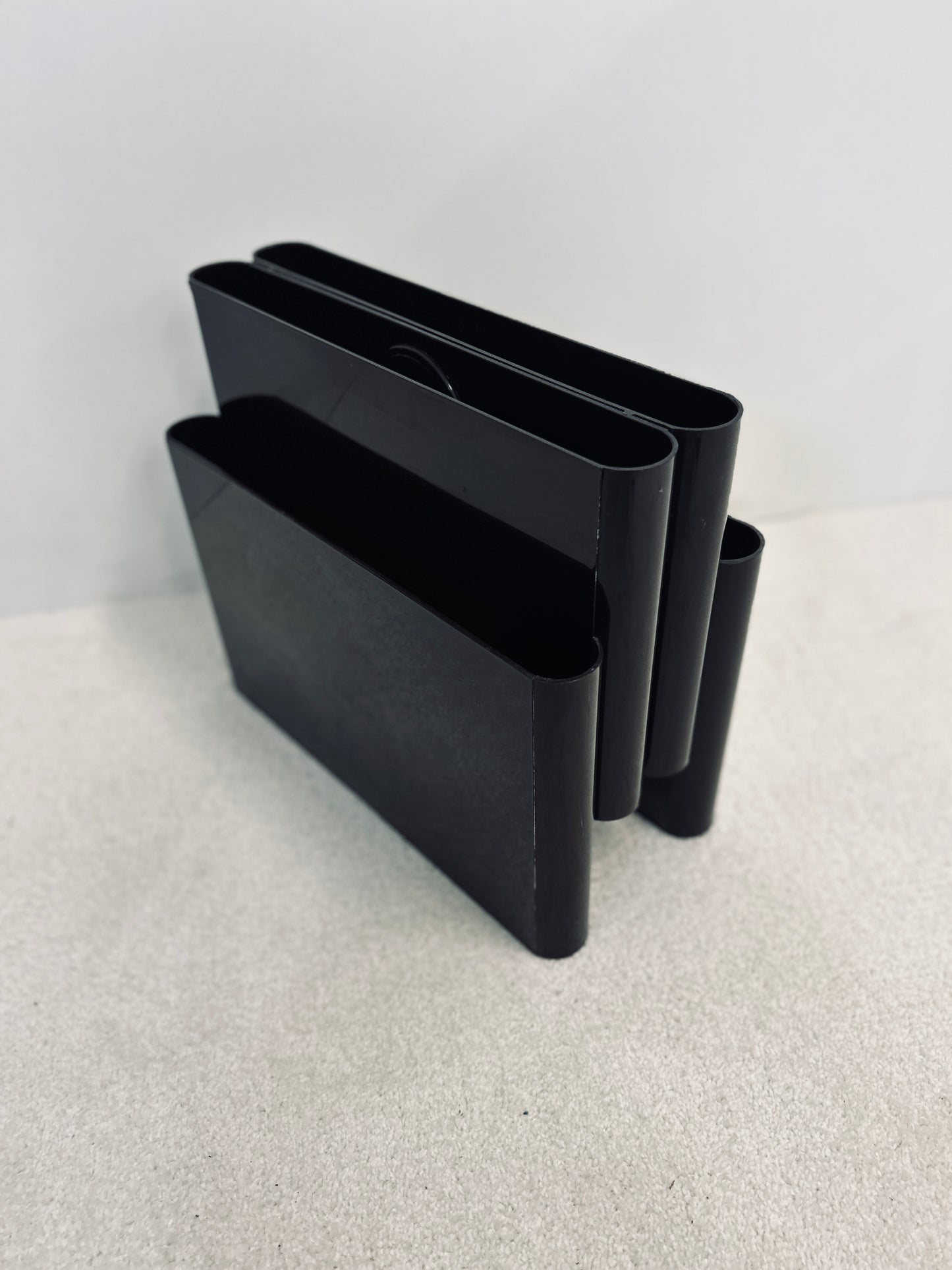 Porte-revues marron 4 compartiments, Giotto Stoppino, Kartell, 70s