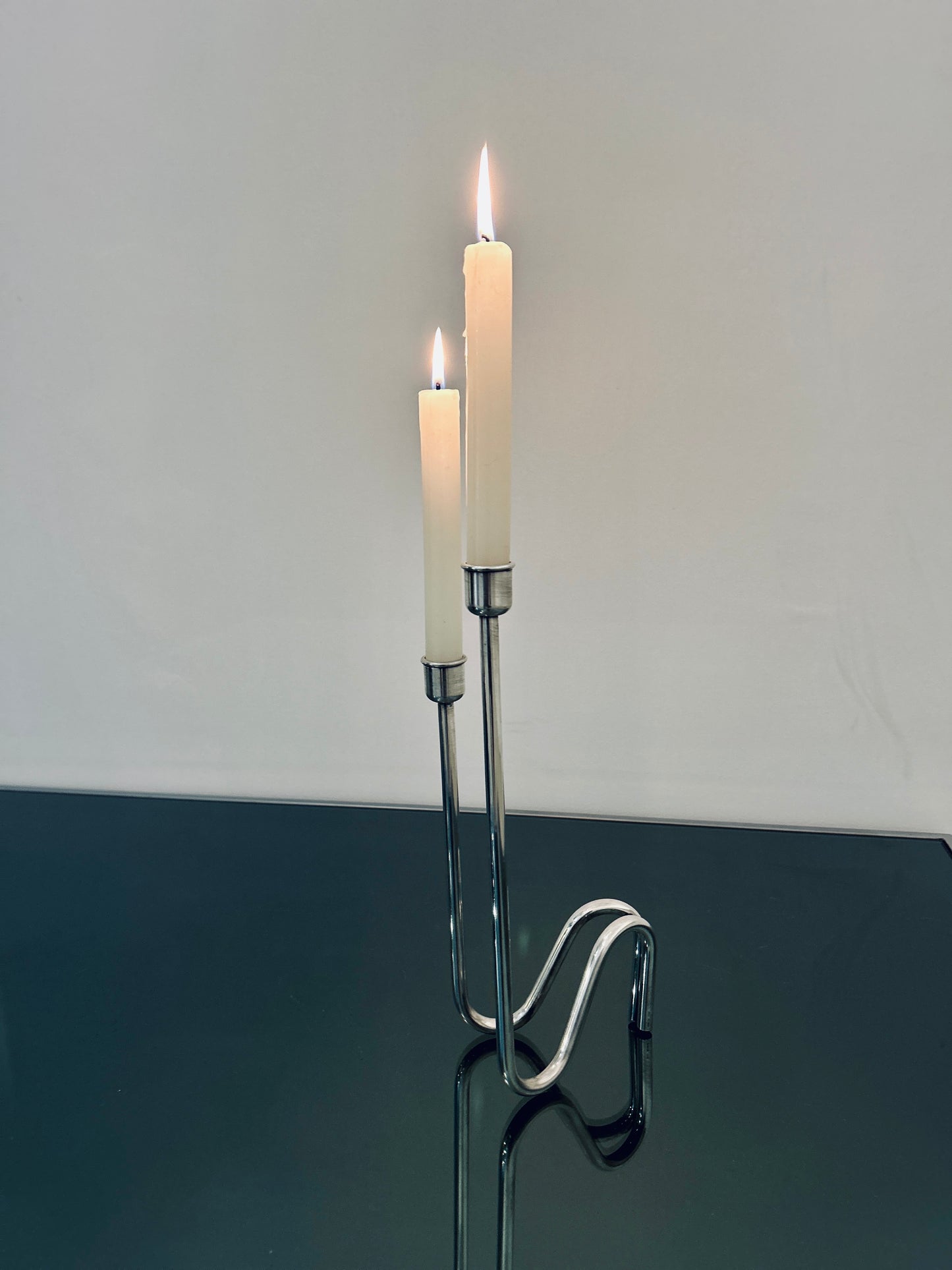Chandelier Flame, double bougie, Lino Sabattini, 70s