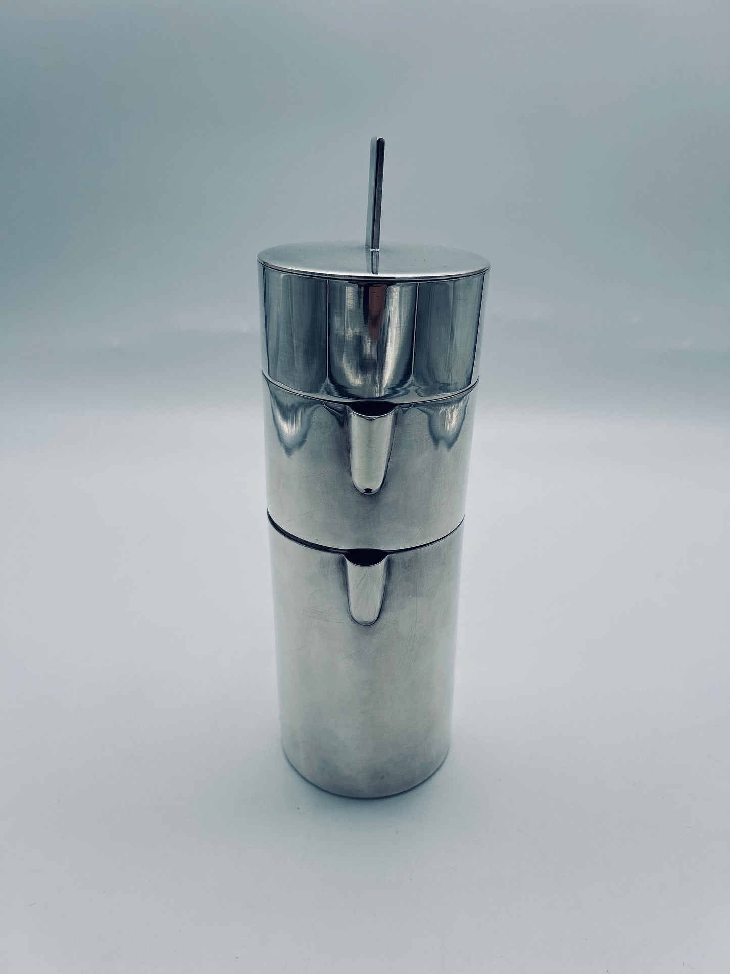 Service à thé empilable cylindrique, Lino Sabattini, 60s