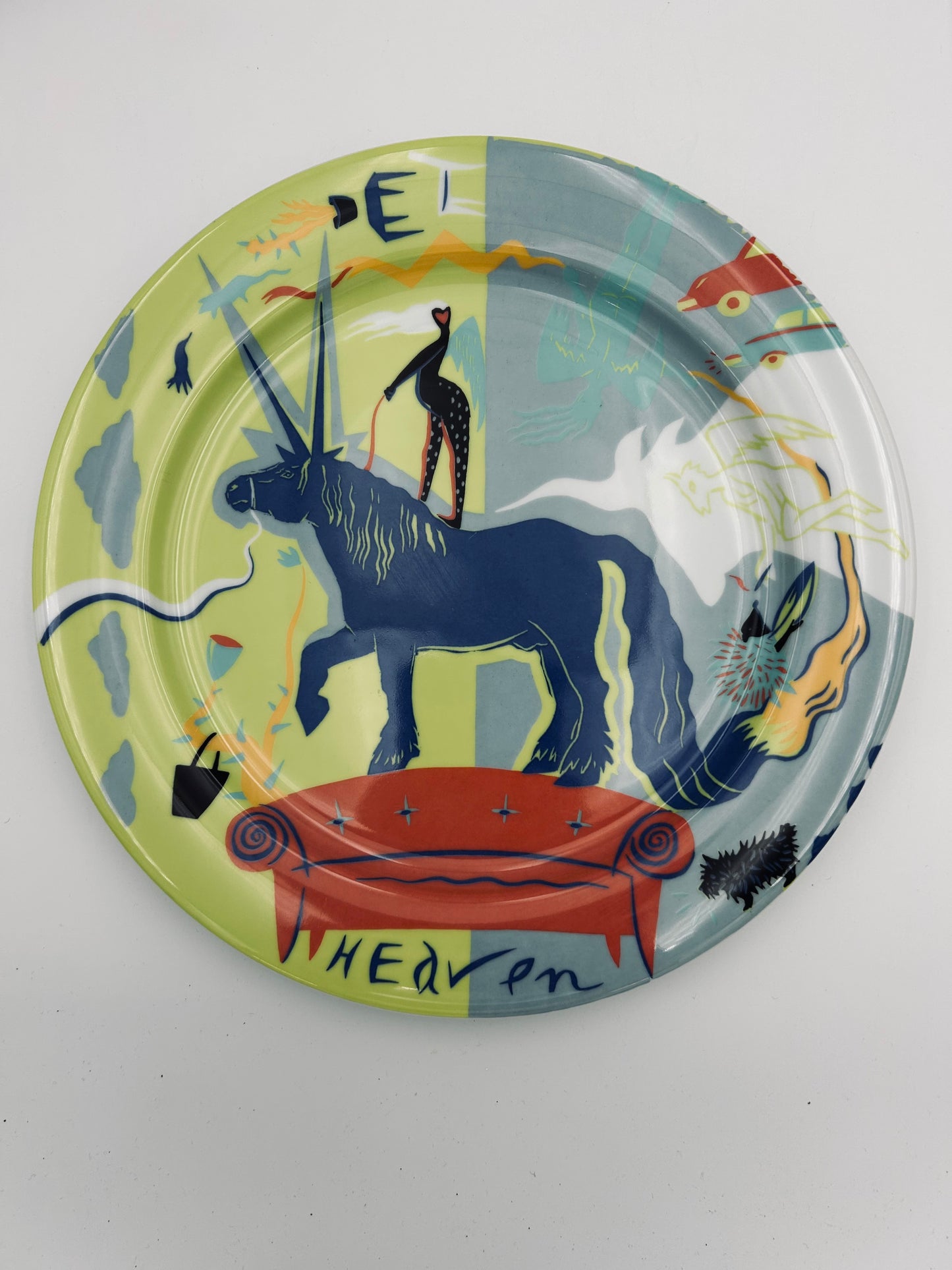 Assiettes pop motif licorne Bopla pour Langenthal, 2000s