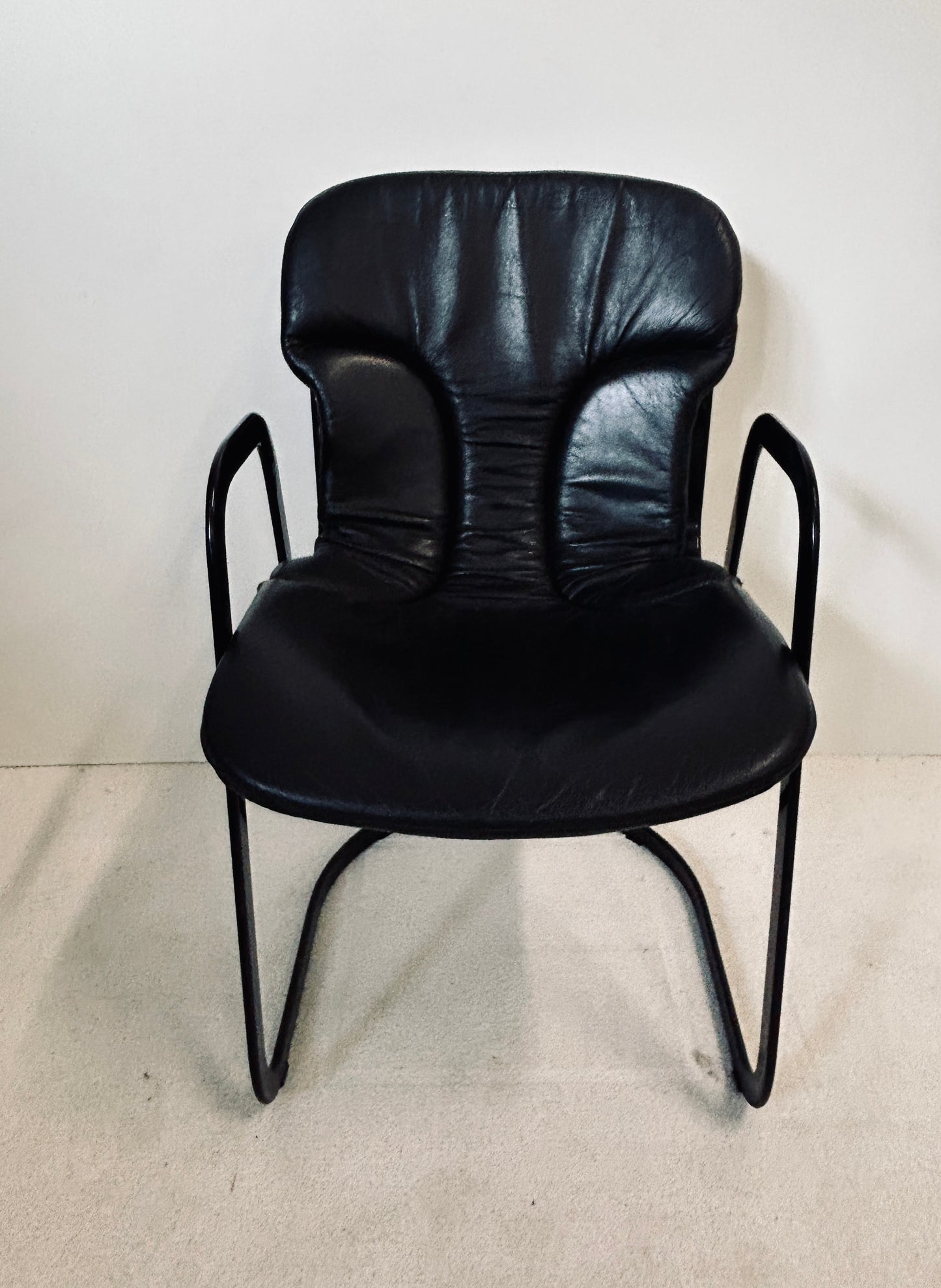 Fauteuil acier et cuir, Willy Rizzo, Cidue, 70s
