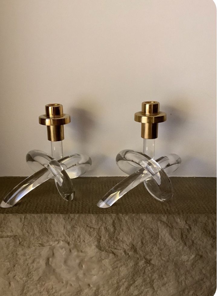 Ensemble de 2 bougeoirs « Pretzel », Elaine Bscheider, Dorothy Thorpe, 40s