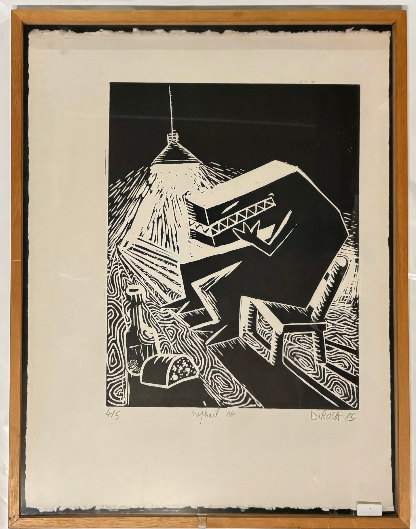 Linogravure HERVÉ DI ROSA « Raphaël seul »