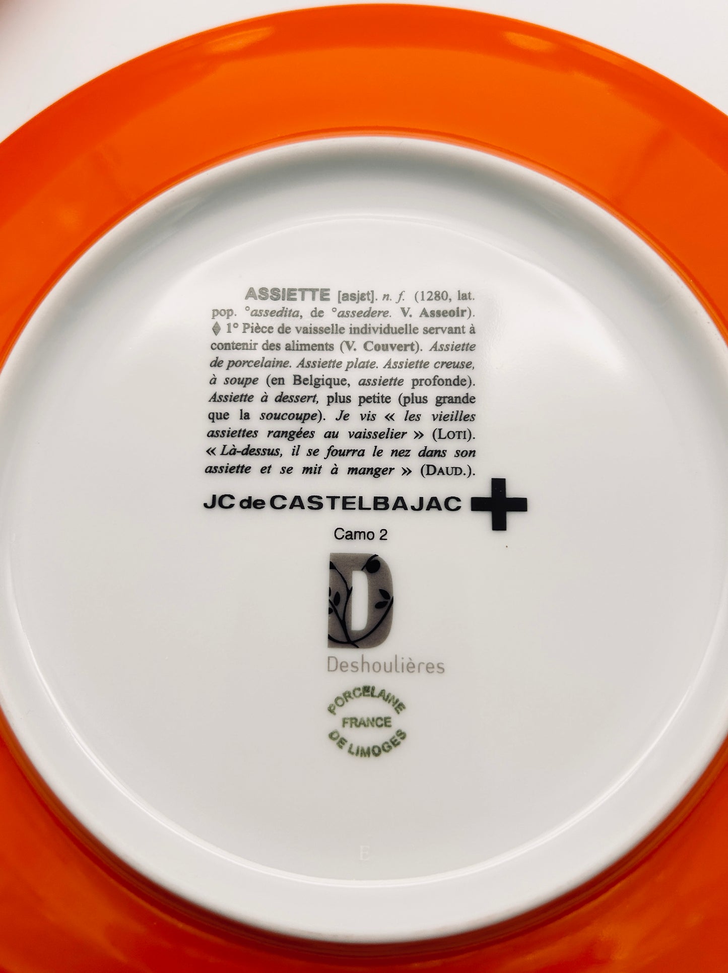 Assiettes camouflage, JC de Castelbajac, Maison Deshoulières, 90s