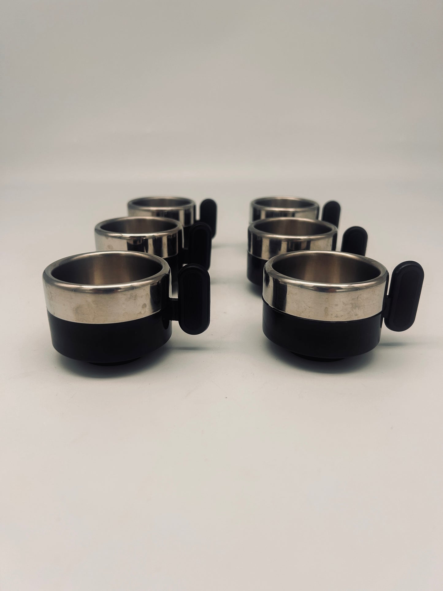 Tasses à café noires,space age, Morinox, Italie, 70s
