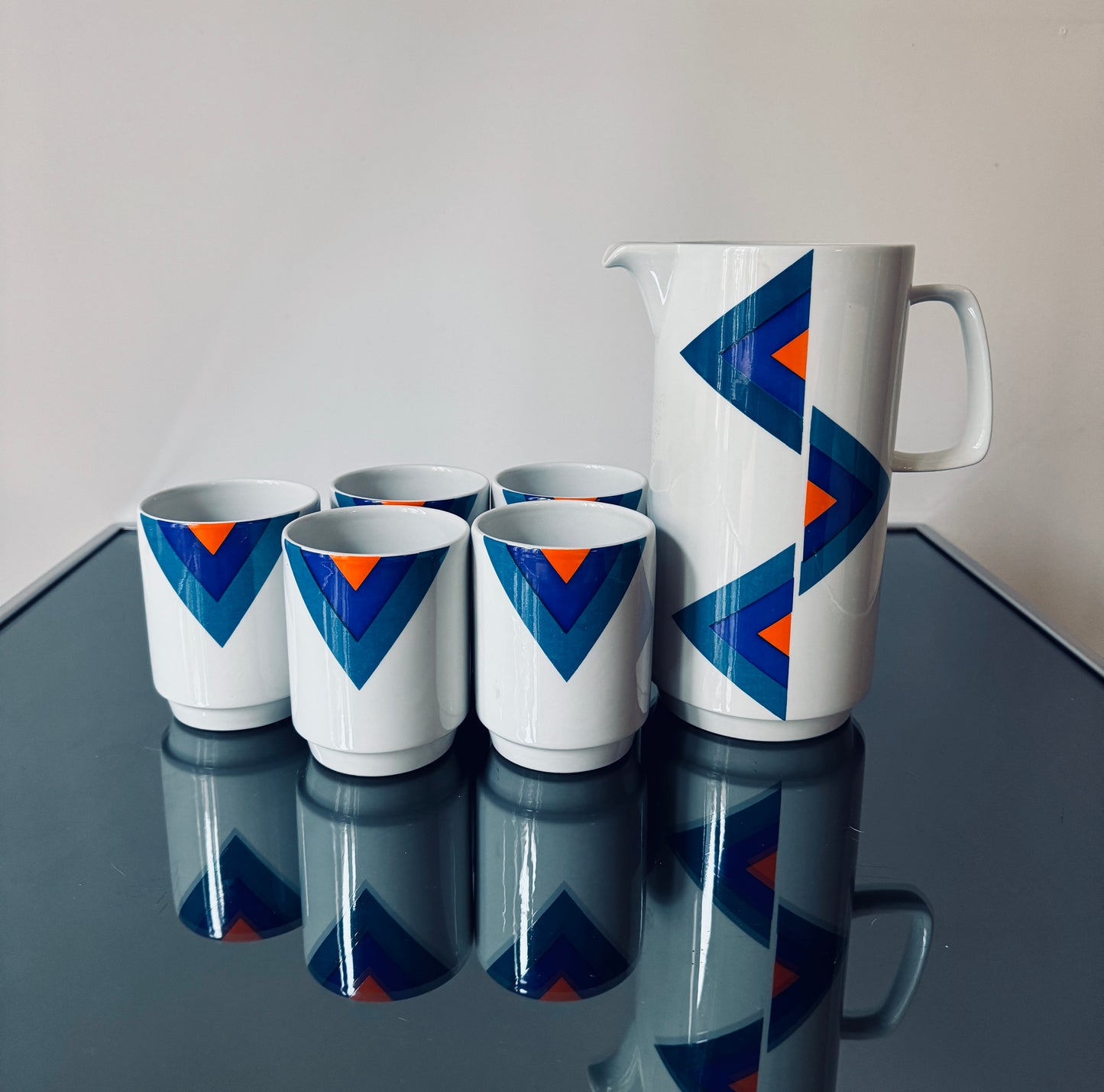 Carafe et gobelets en céramique, Franco Pozzi, Italie 70s