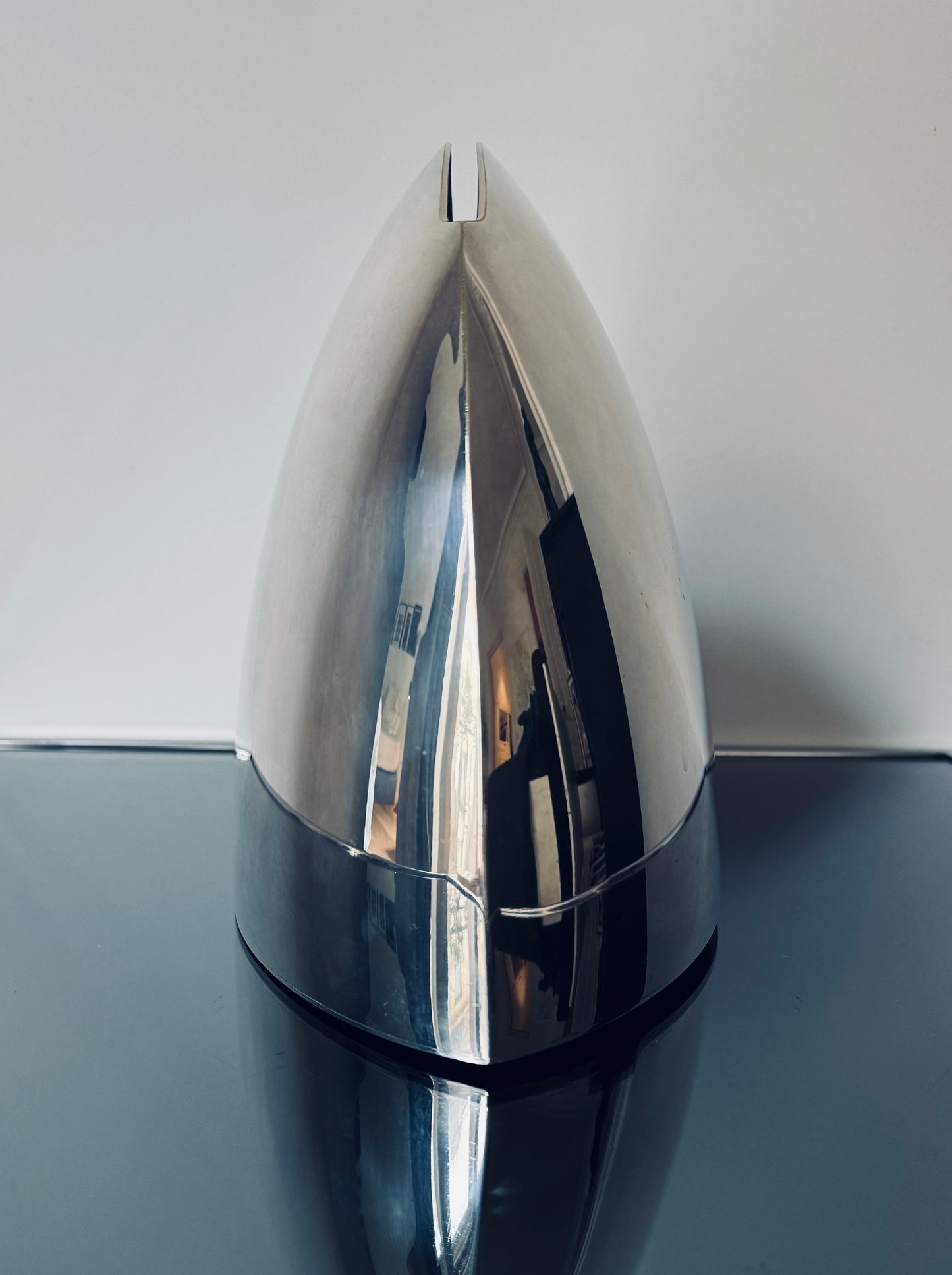 Vase minimaliste, métal argenté, Mitrio, Lino Sabattini, 70s