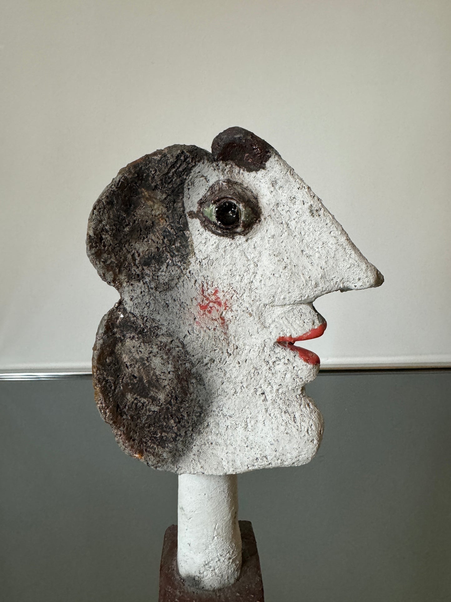 Sculpture en céramique polychrome, Profil de femme, Roger Capron, 60s