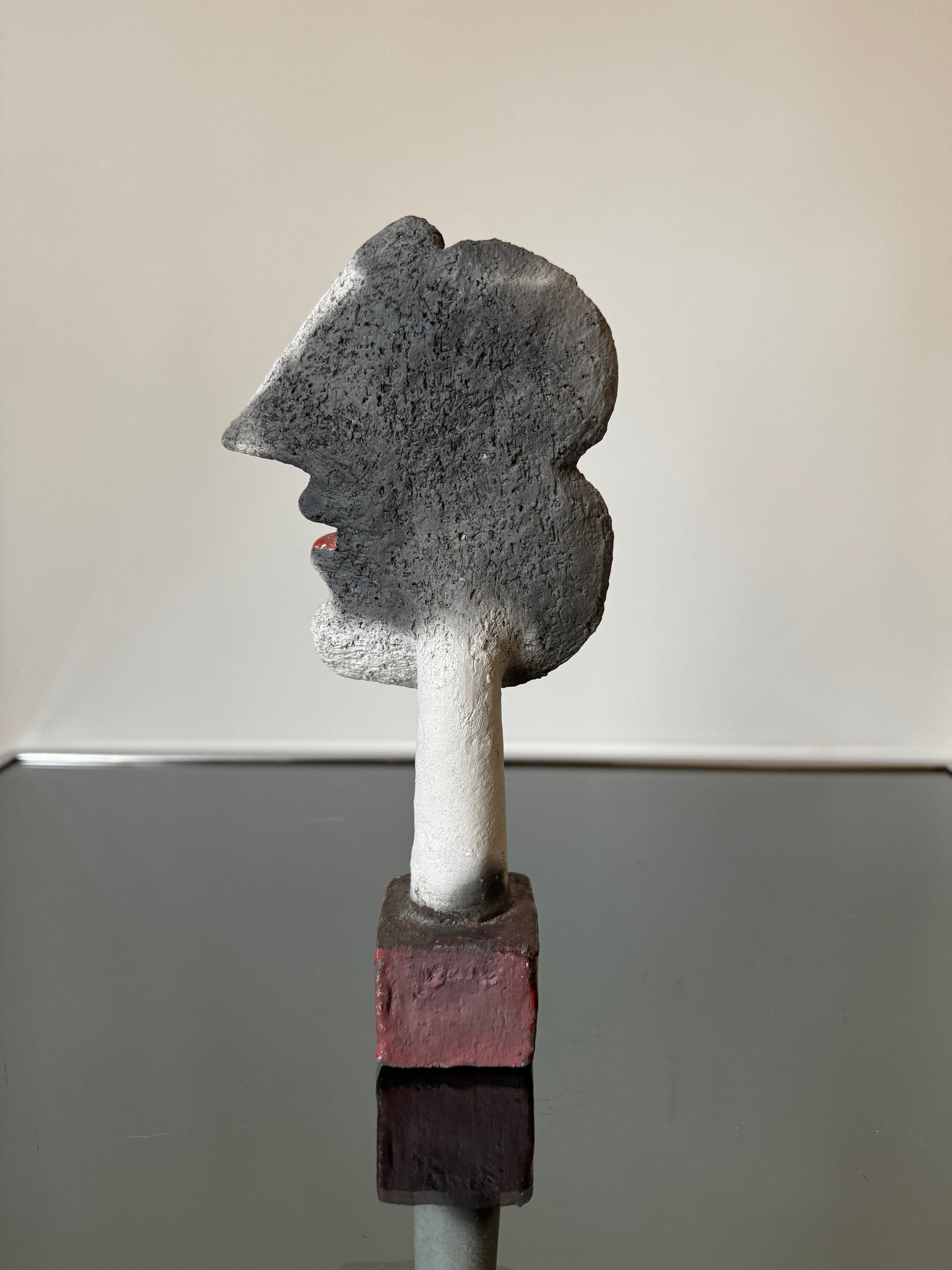 Sculpture en céramique polychrome, Profil de femme, Roger Capron, 60s