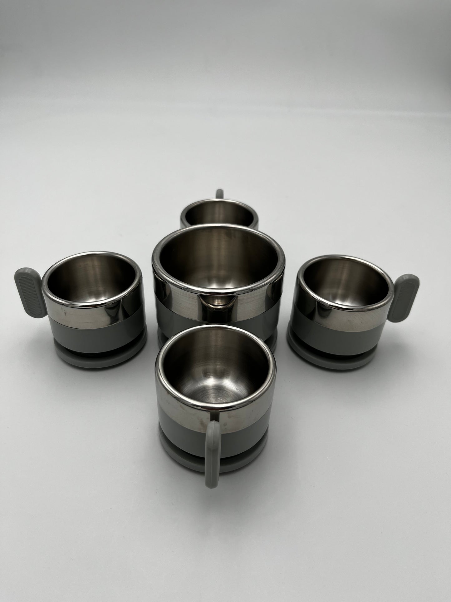 Tasses à café grises, Morinox, Italie, 70s