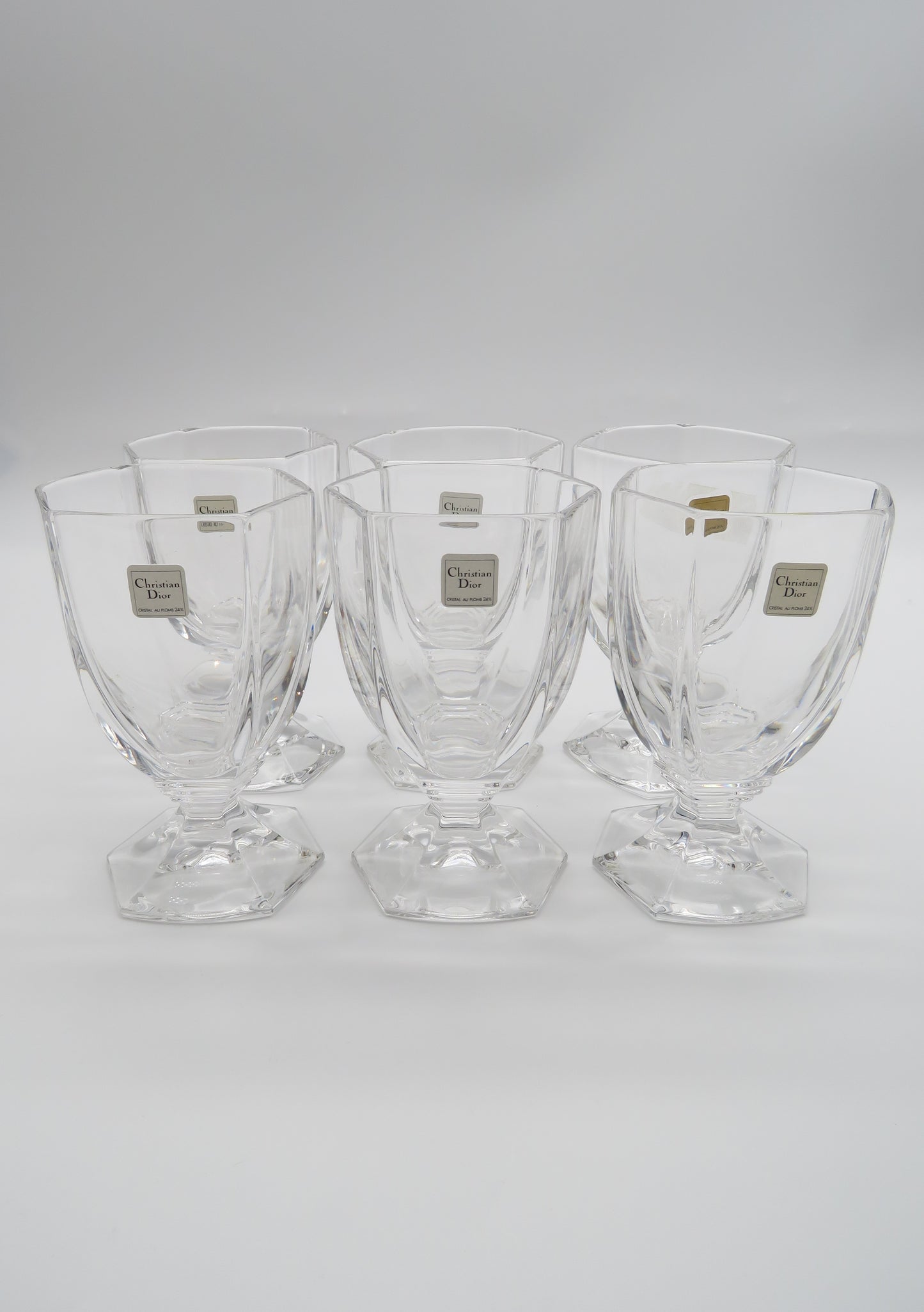 Verres à Whisky sur pieds en cristal, DIOR série Montaigne, 70s