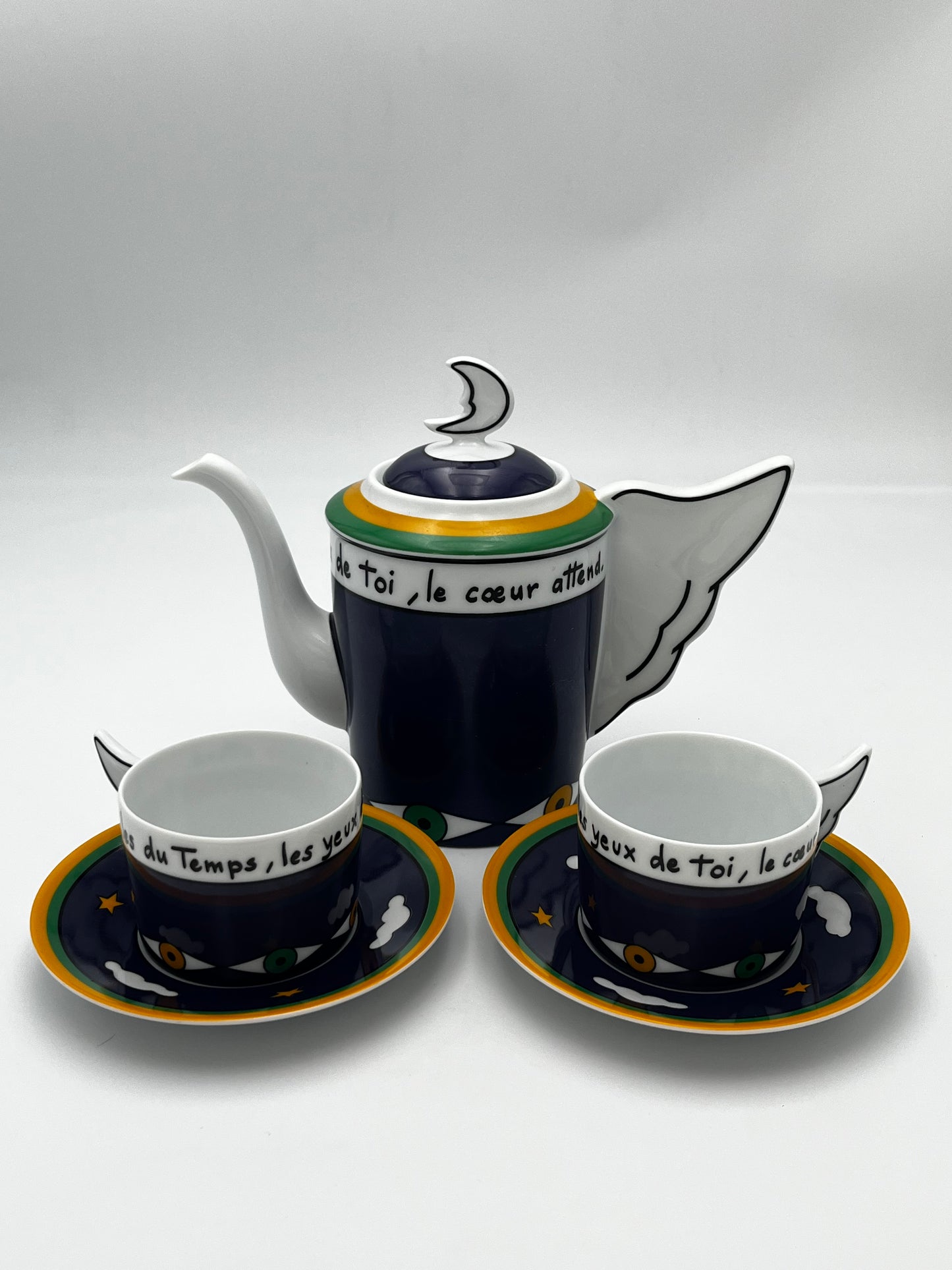 Set à Café "Les ailes du temps", Ancienne Manufacture royale, J-C de Castelbajac, 1995