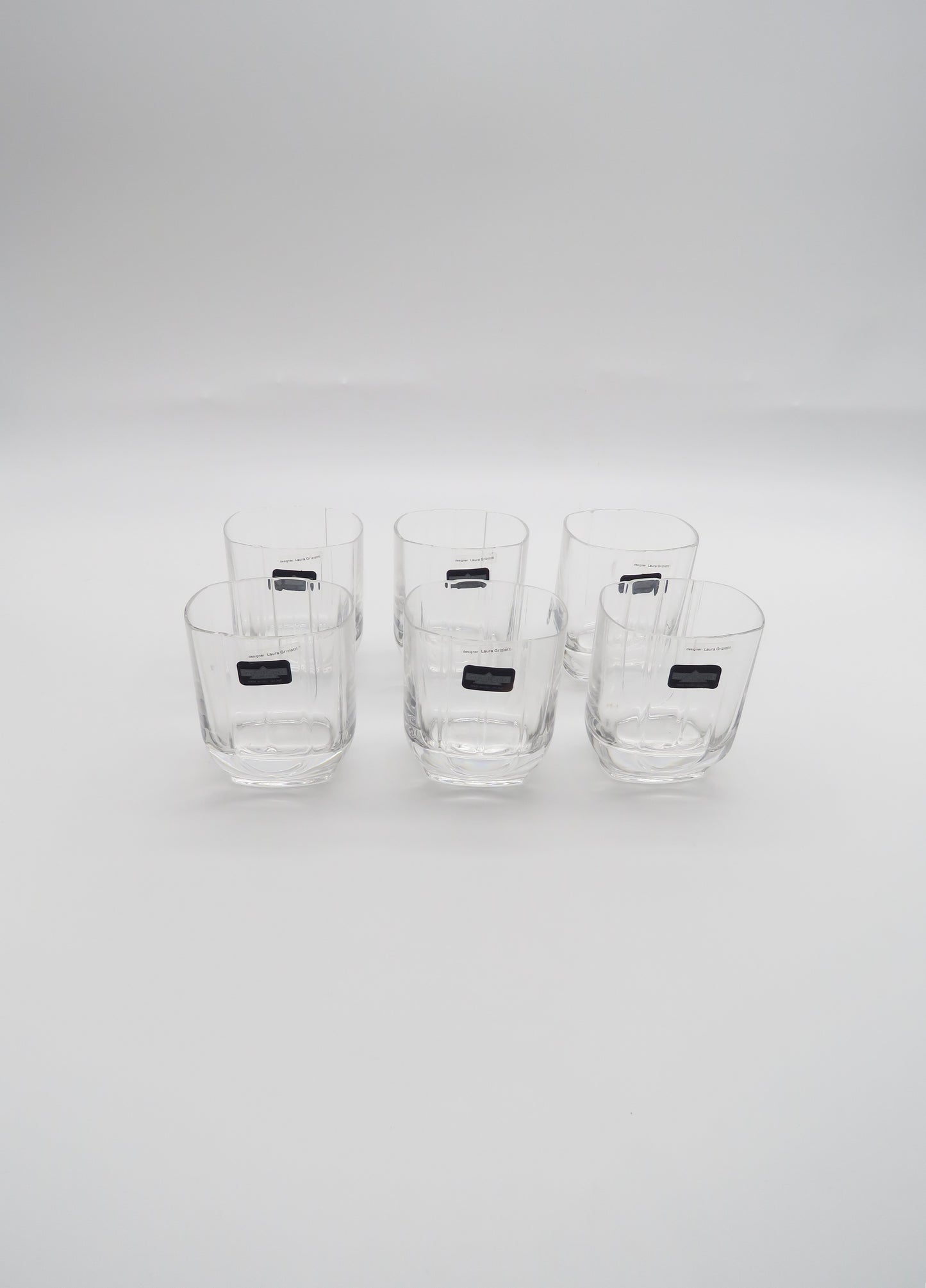 Verres à whisky Rocks Double, Arnolfo Di Cambio Série art déco, designer Laura Griziotti, 80s