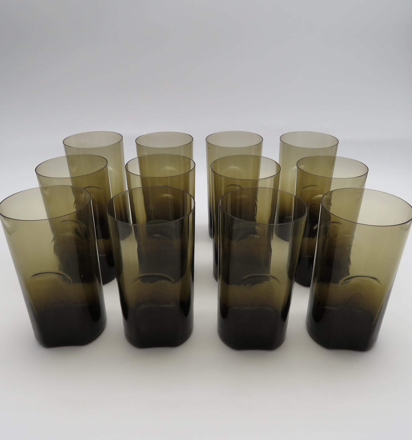 Ensemble de verres à eau, verre de murano fumé, 70s