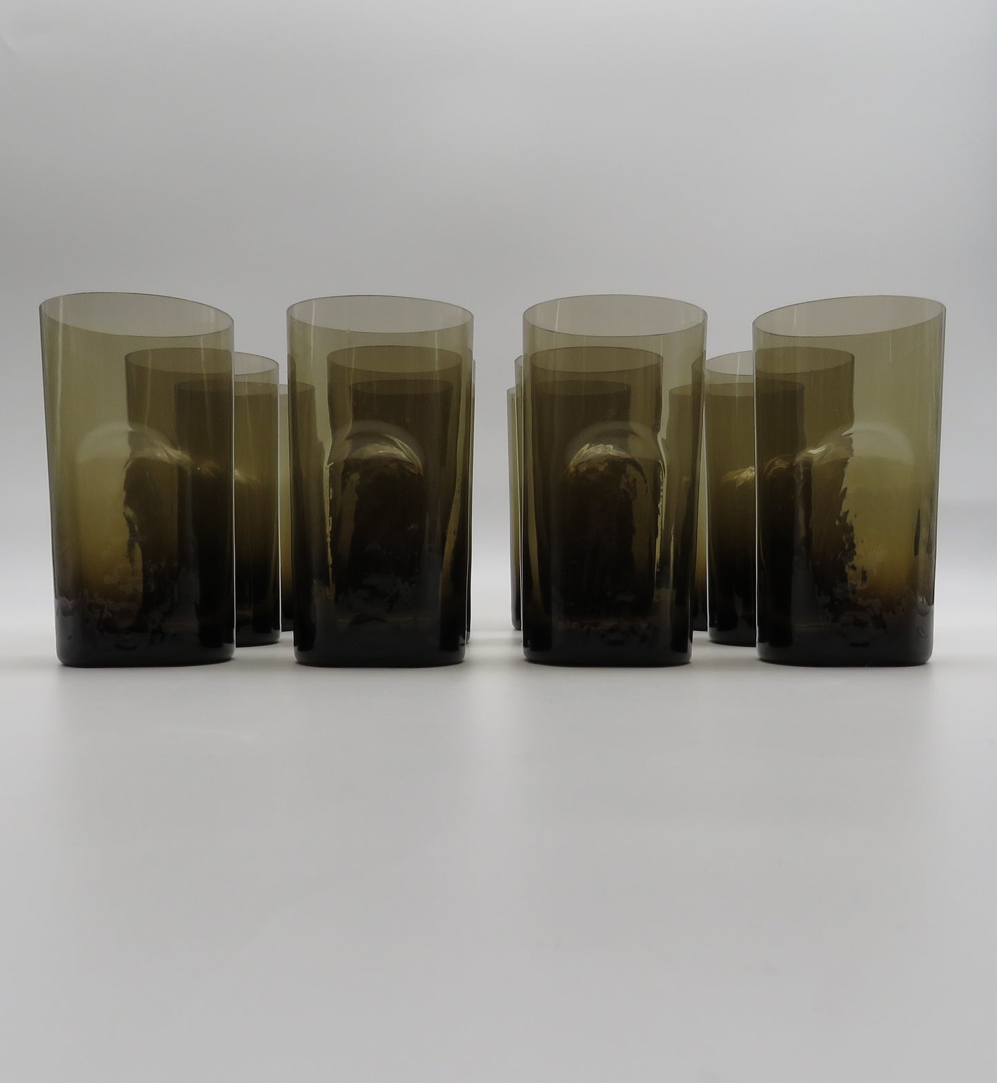 Ensemble de verres à eau, verre de murano fumé, 70s