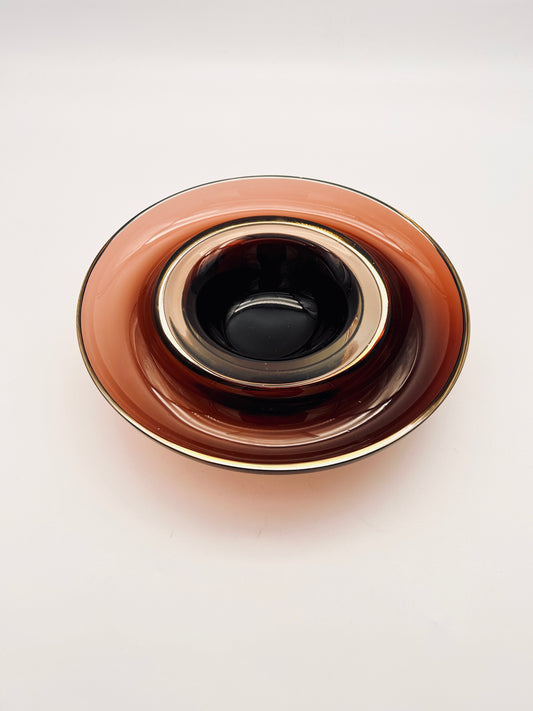Vide poche en verre de murano brun, Venini, Italie, 70S
