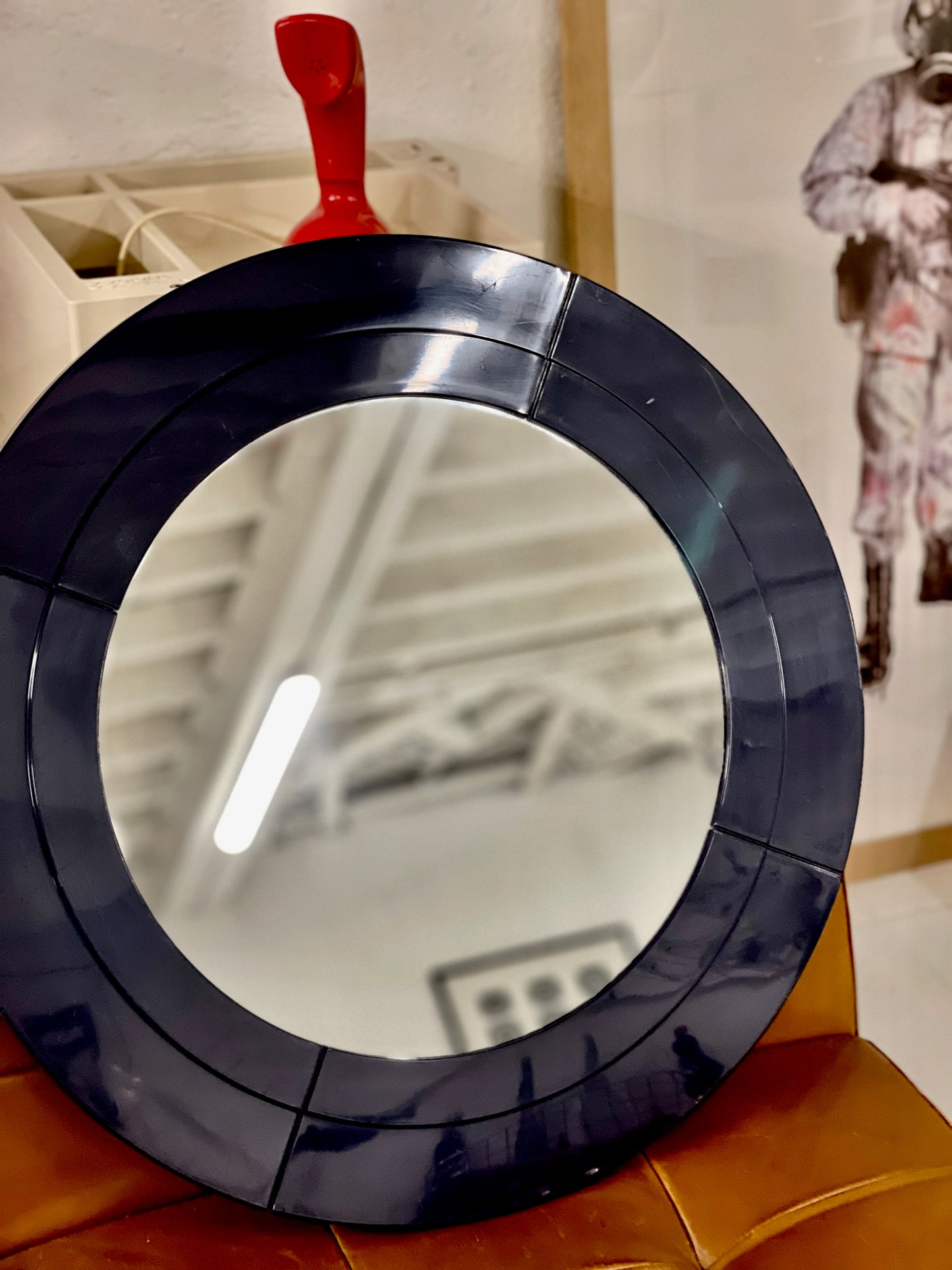 Miroir rond modulaire marine , Anna Castelli, Kartell, 70s
