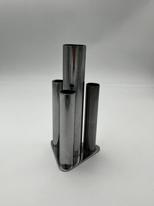 Vase Tubes Acier Enrico, Italie 70s