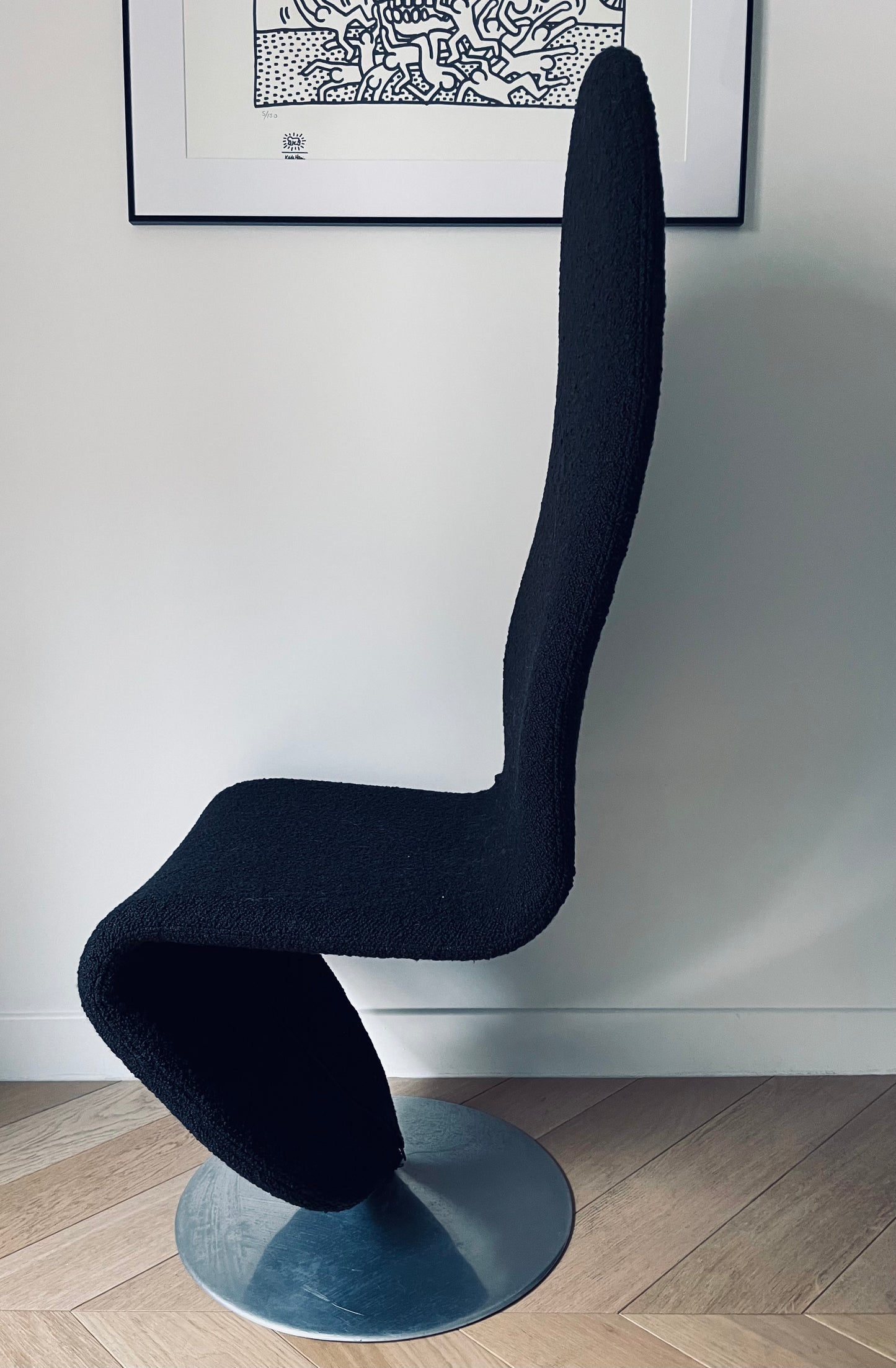 Fauteuil noir Verner Panton, Verpan, Fritz Hensen, 70s