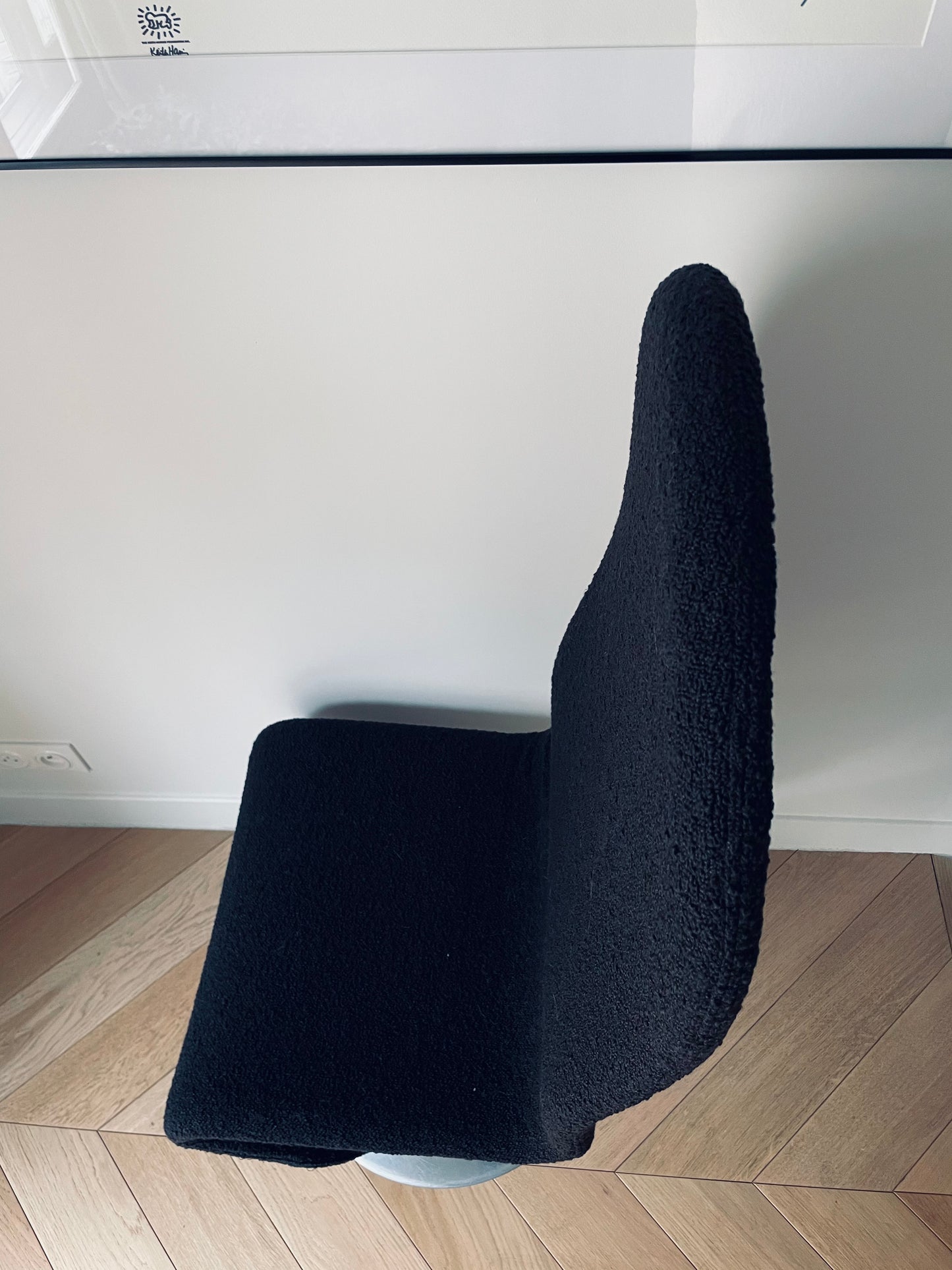Fauteuil noir Verner Panton, Verpan, Fritz Hensen, 70s