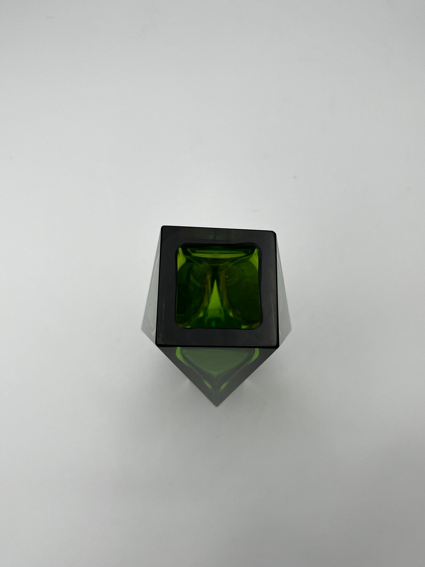 Vase vert sommerso, verre de Murano, Flavio Poli, Italie, 60s