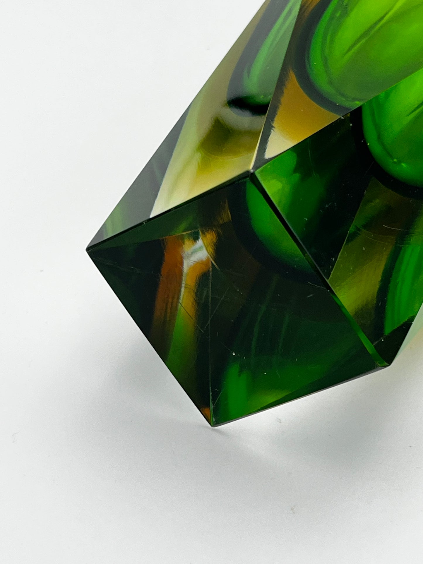 Vase vert sommerso, verre de Murano, Flavio Poli, Italie, 60s