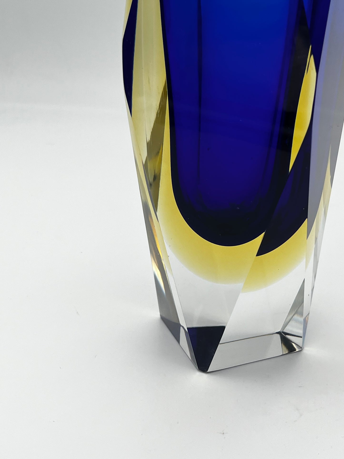 Vase bleu sommerso, verre de Murano, Vincenzo Nason Italie, 70s