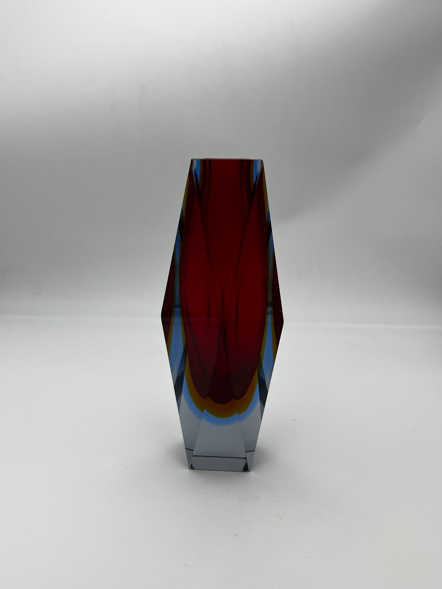 Vase rouge sommerso, verre de Murano, Vincenzo Nason, Italie, 60s