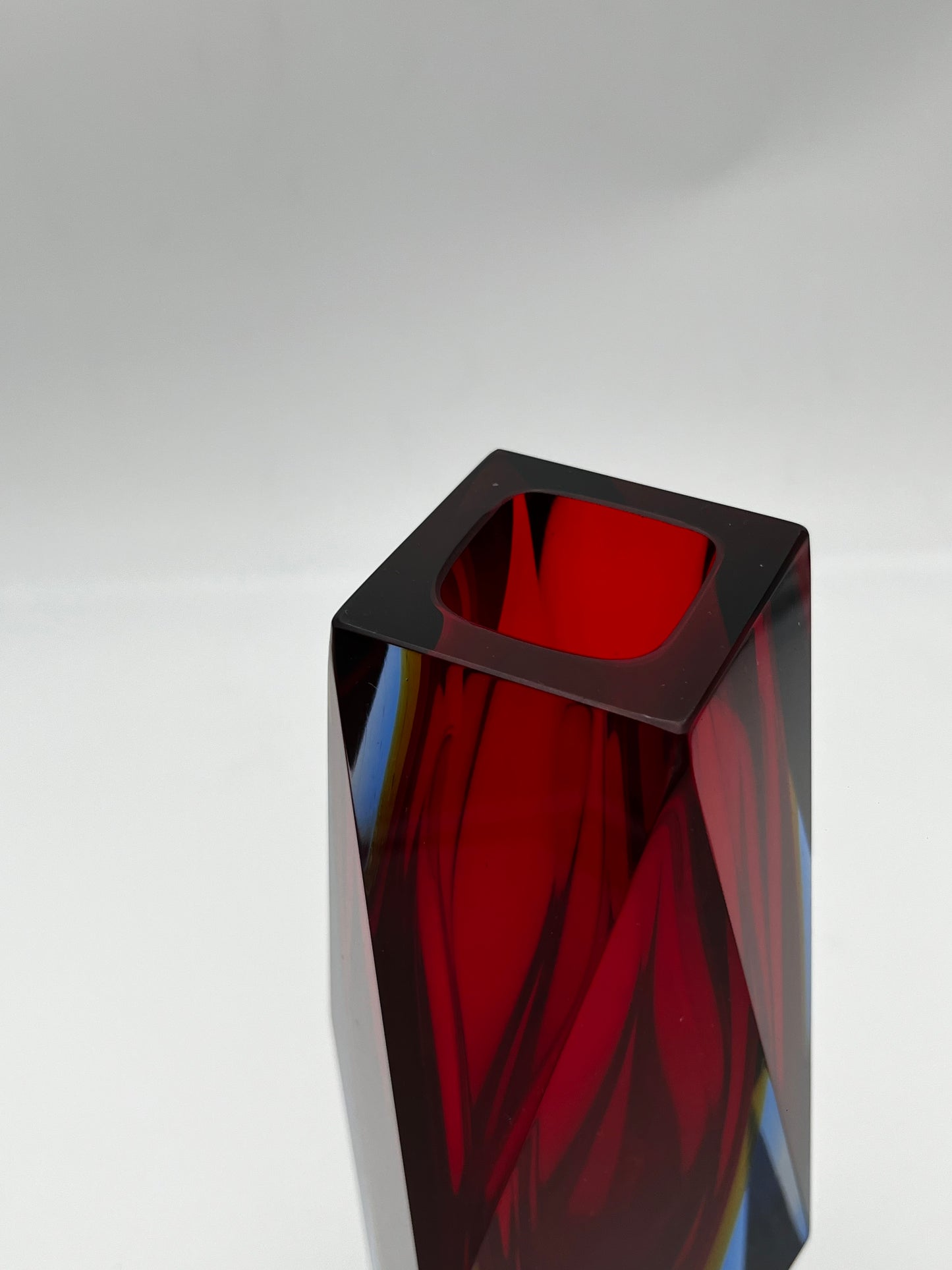 Vase rouge sommerso, verre de Murano, Vincenzo Nason, Italie, 60s
