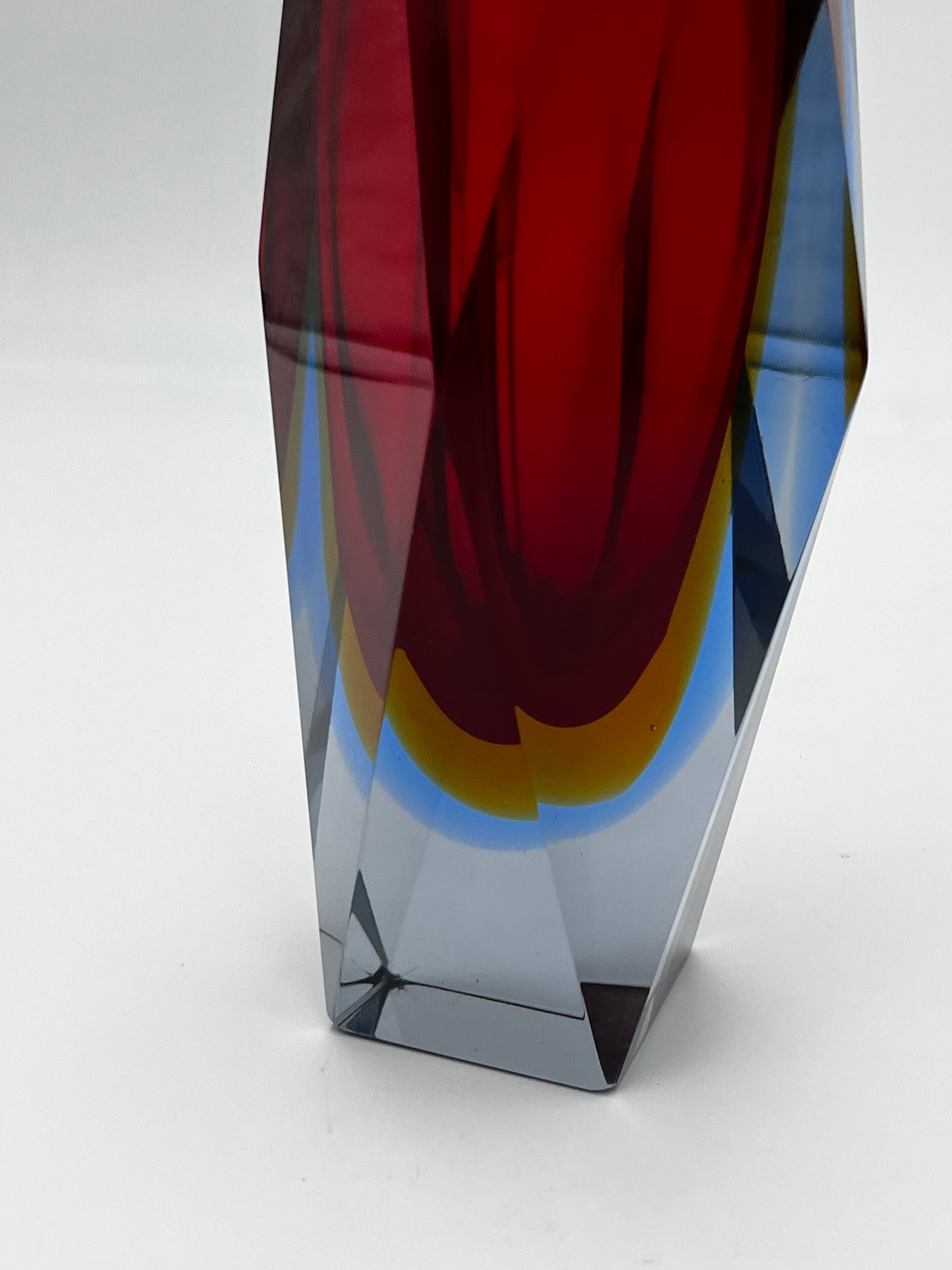 Vase rouge sommerso, verre de Murano, Vincenzo Nason, Italie, 60s
