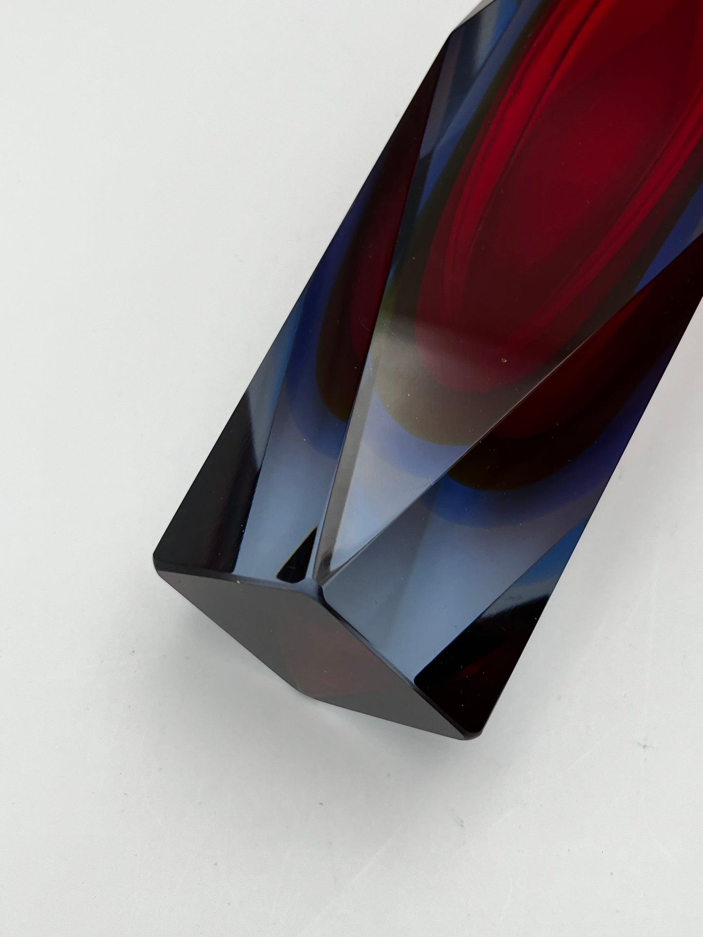 Vase rouge sommerso, verre de Murano, Vincenzo Nason, Italie, 60s