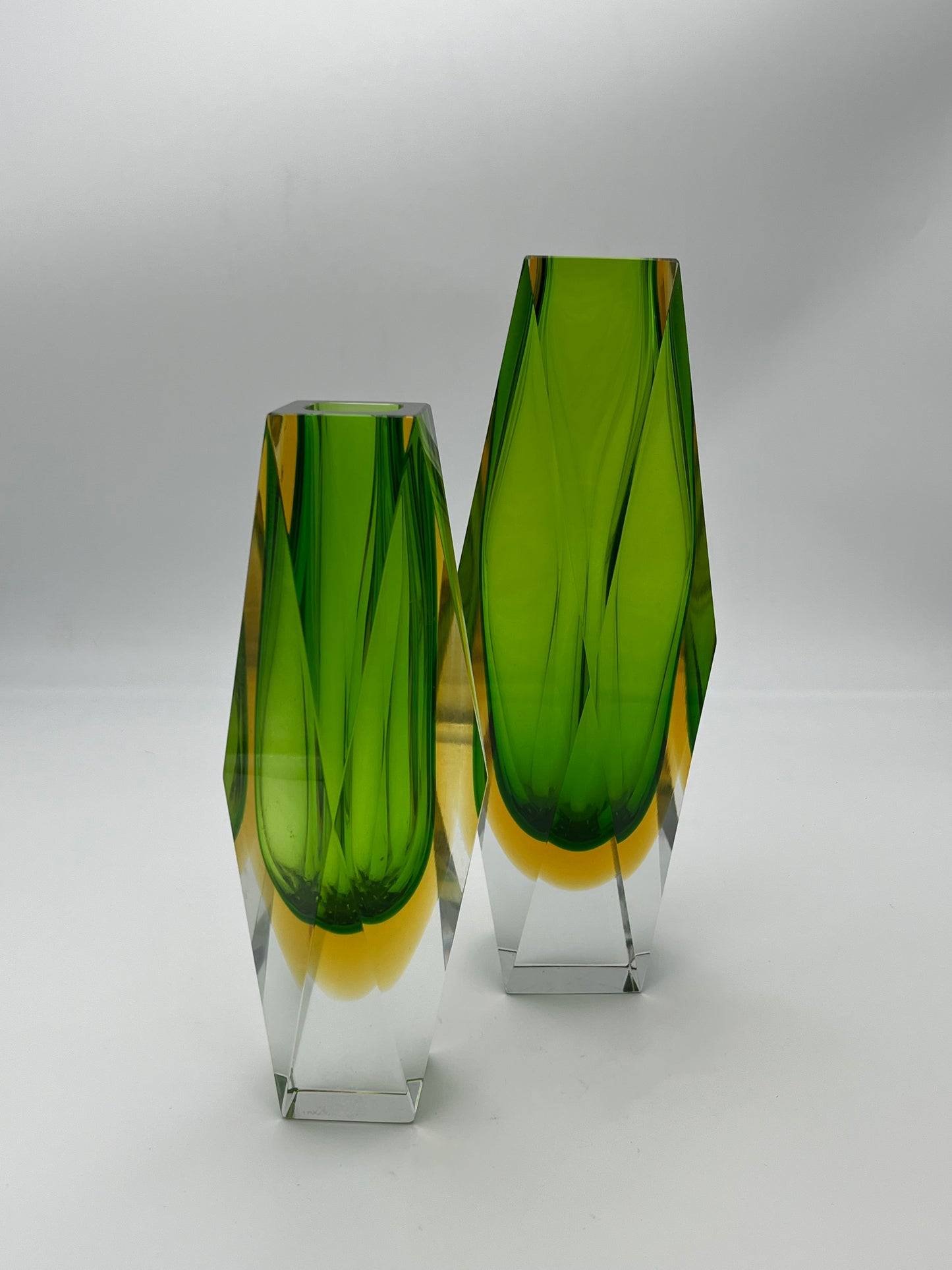 Vase vert sommerso, verre de Murano, Flavio Poli, Italie, 60s