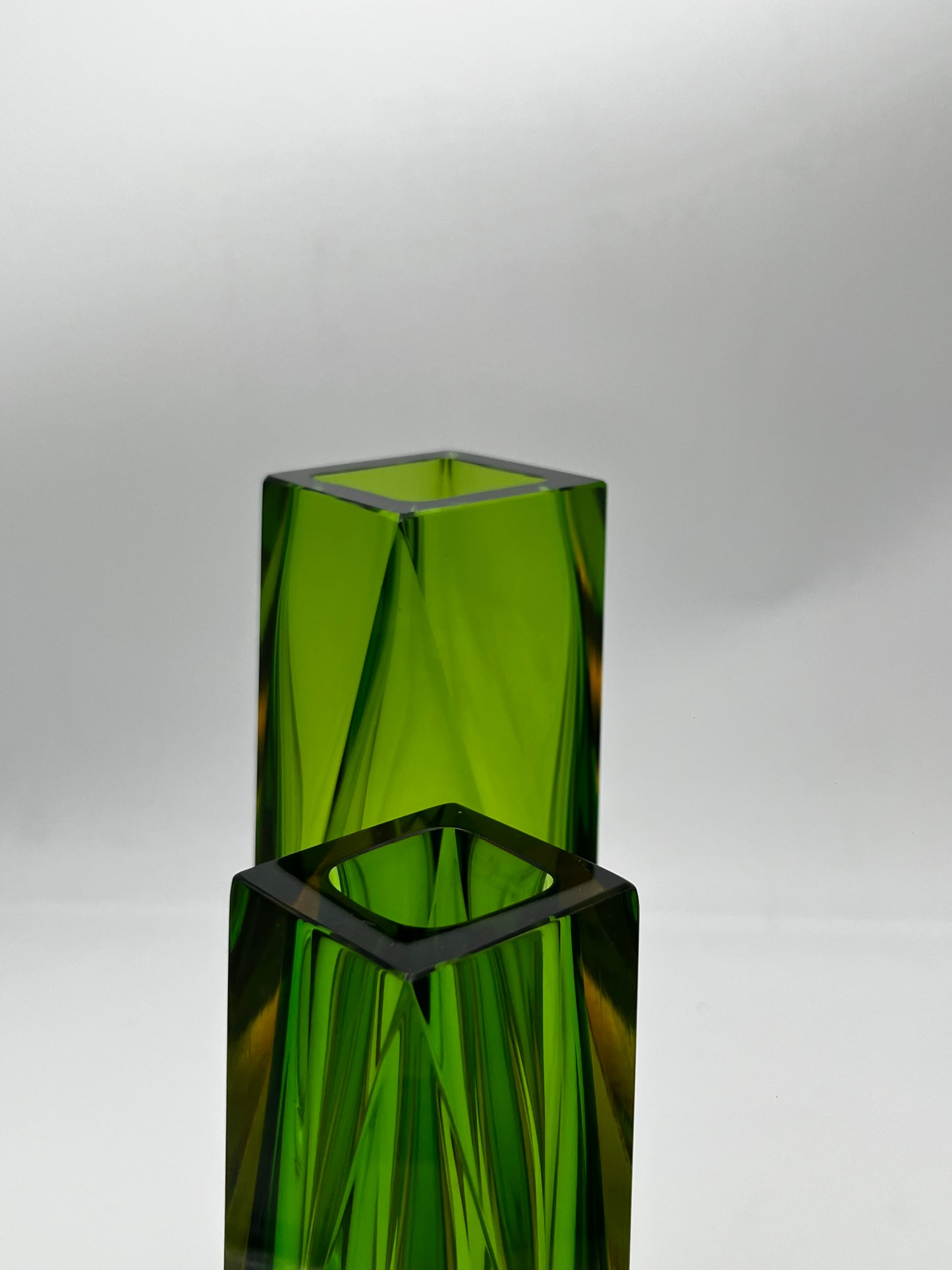 Vase vert sommerso, verre de Murano, Flavio Poli, Italie, 60s
