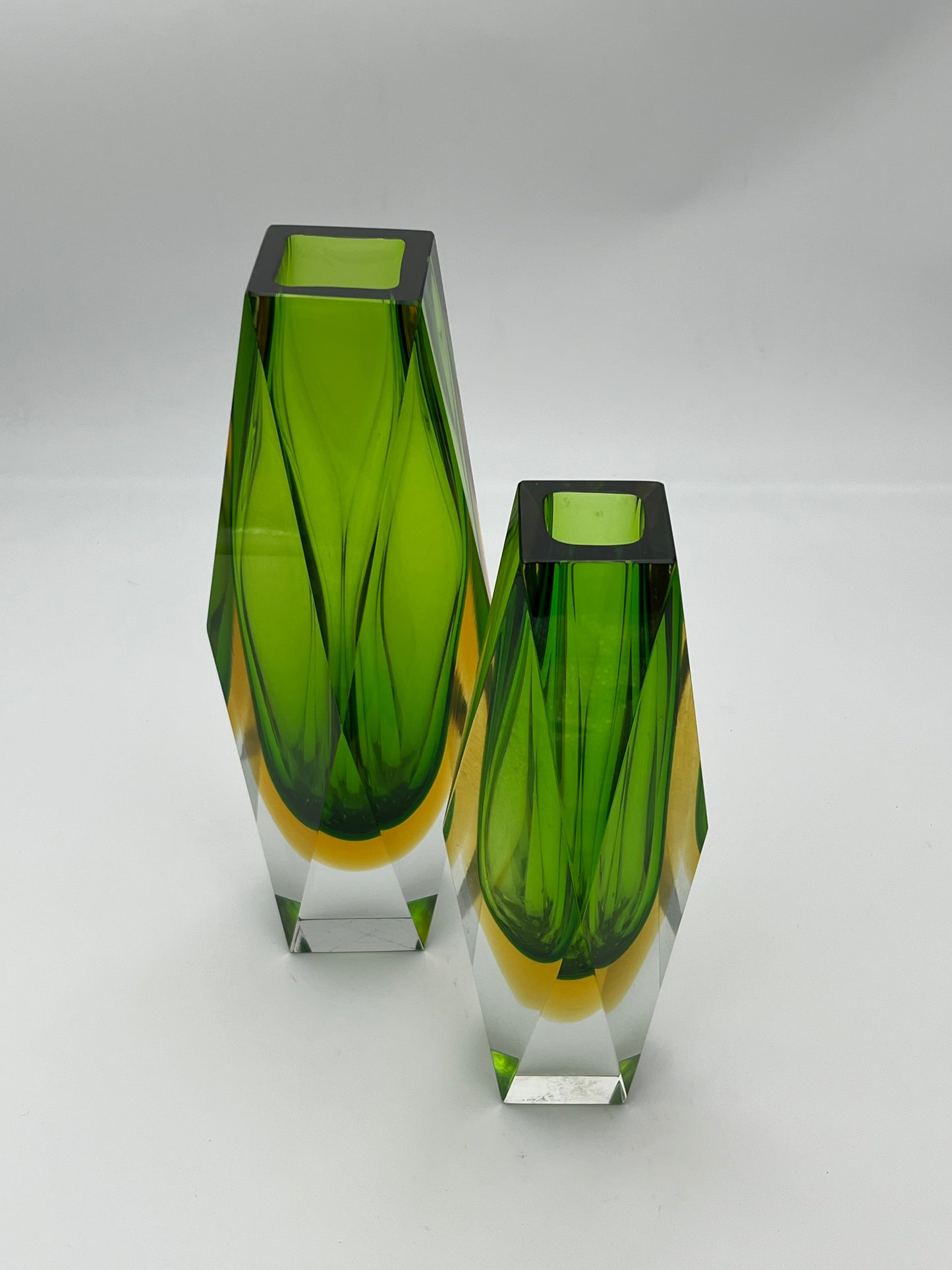 Vase vert sommerso, verre de Murano, Flavio Poli, Italie, 60s