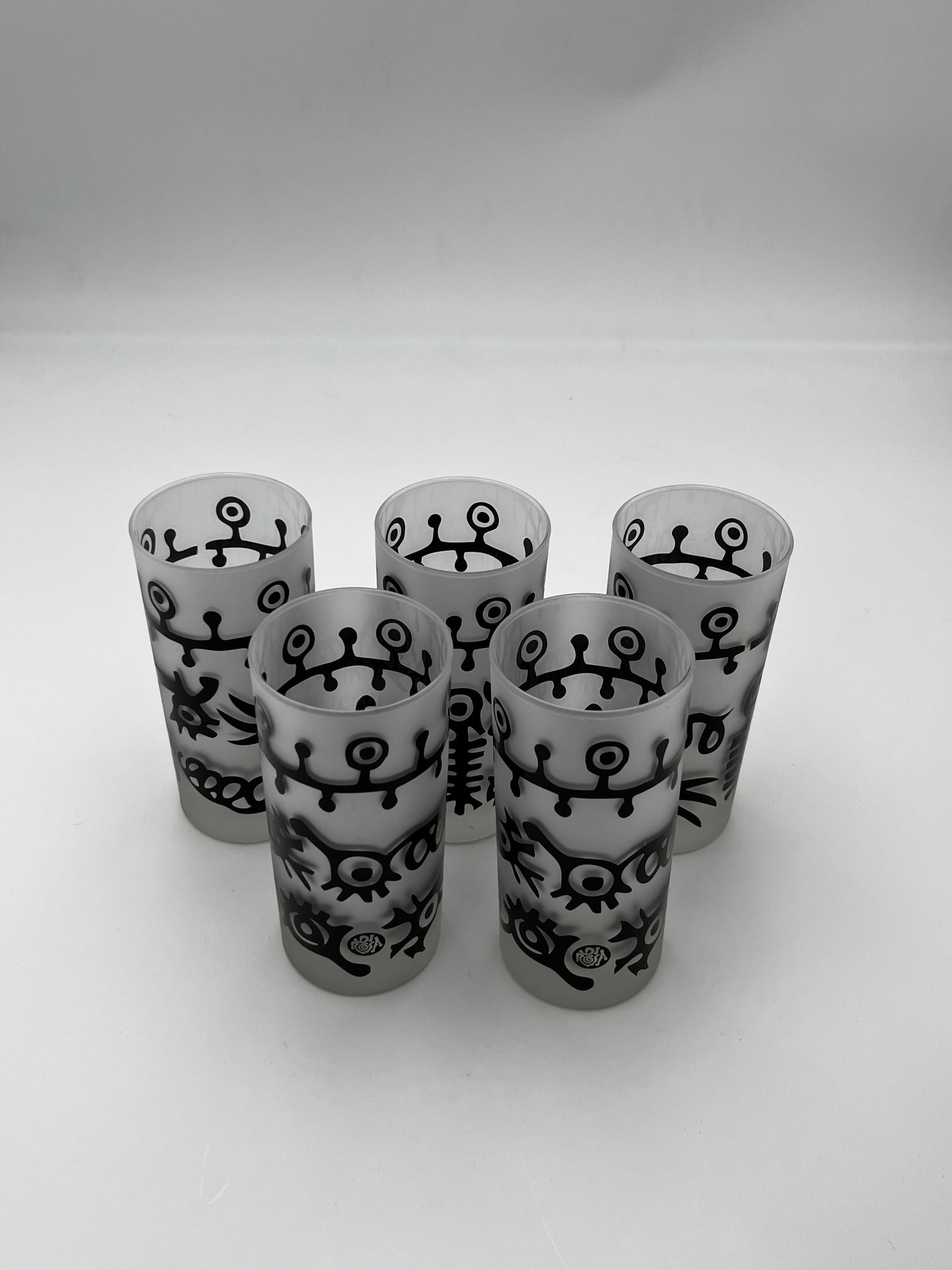 Verres à eau, verre dépoli, Hervé Di Rosa, France, 90s